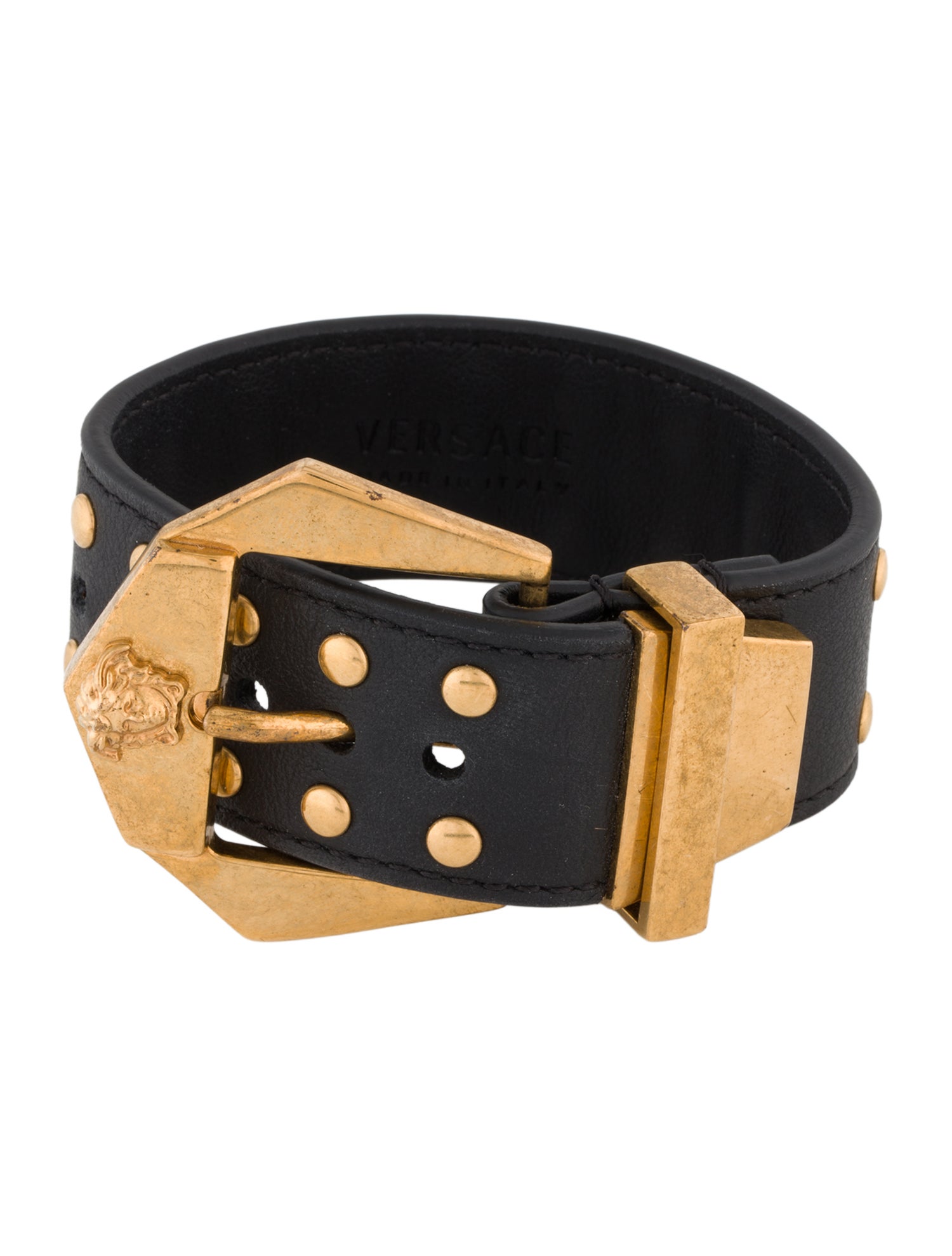 Versace Leather Studded Wrap Bracelet