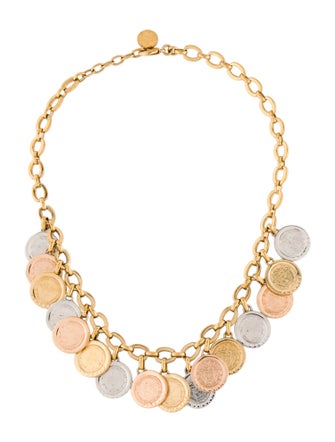 Versace Three Tone Medusa Coin Necklace