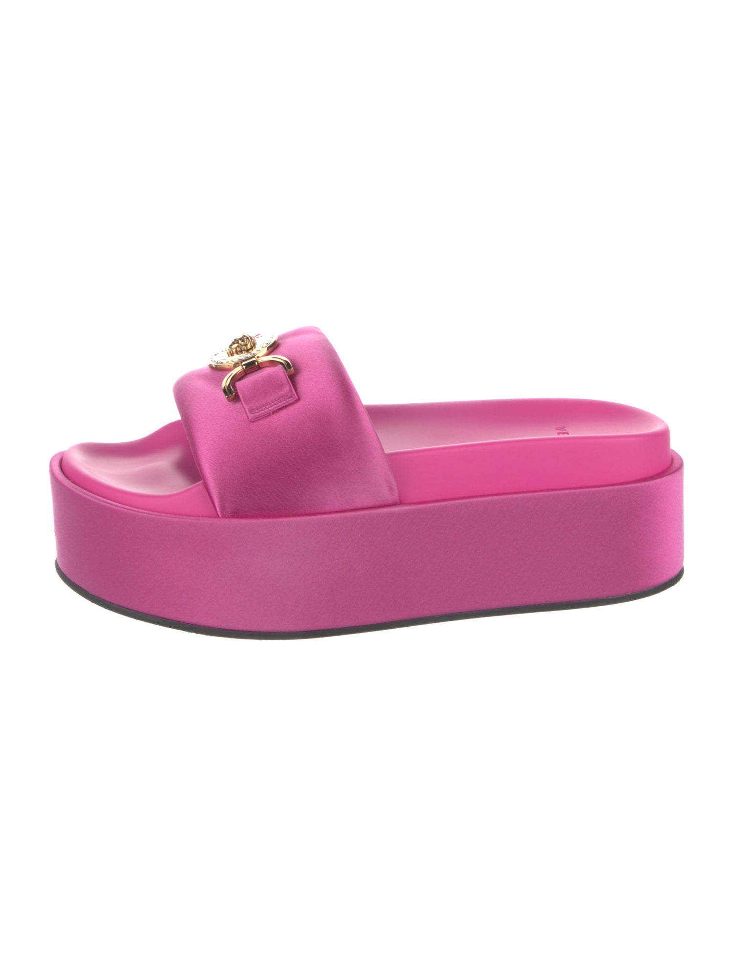 Versace Satin Crystal Embellishments Slides