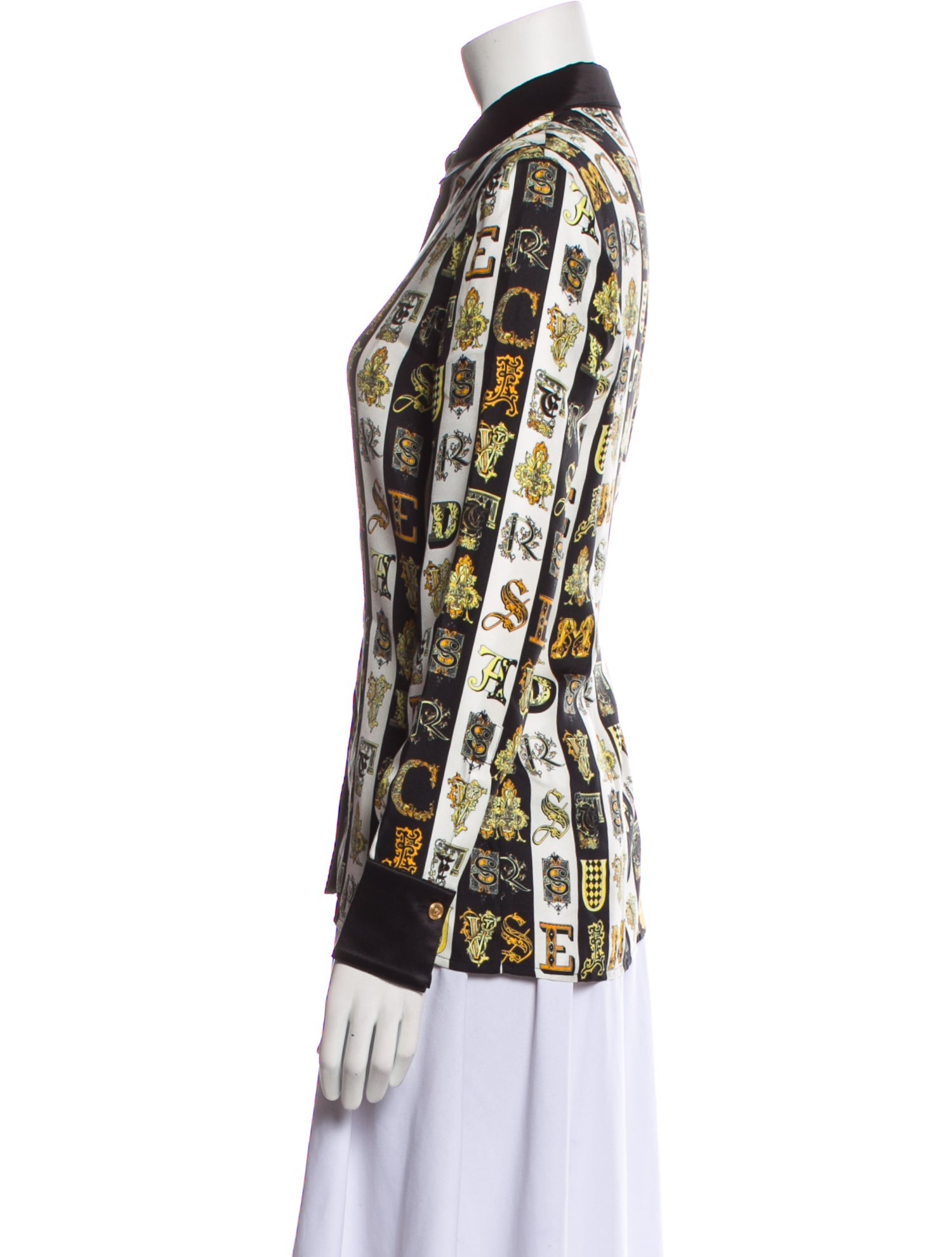 Versace Silk Printed Button-Up Top