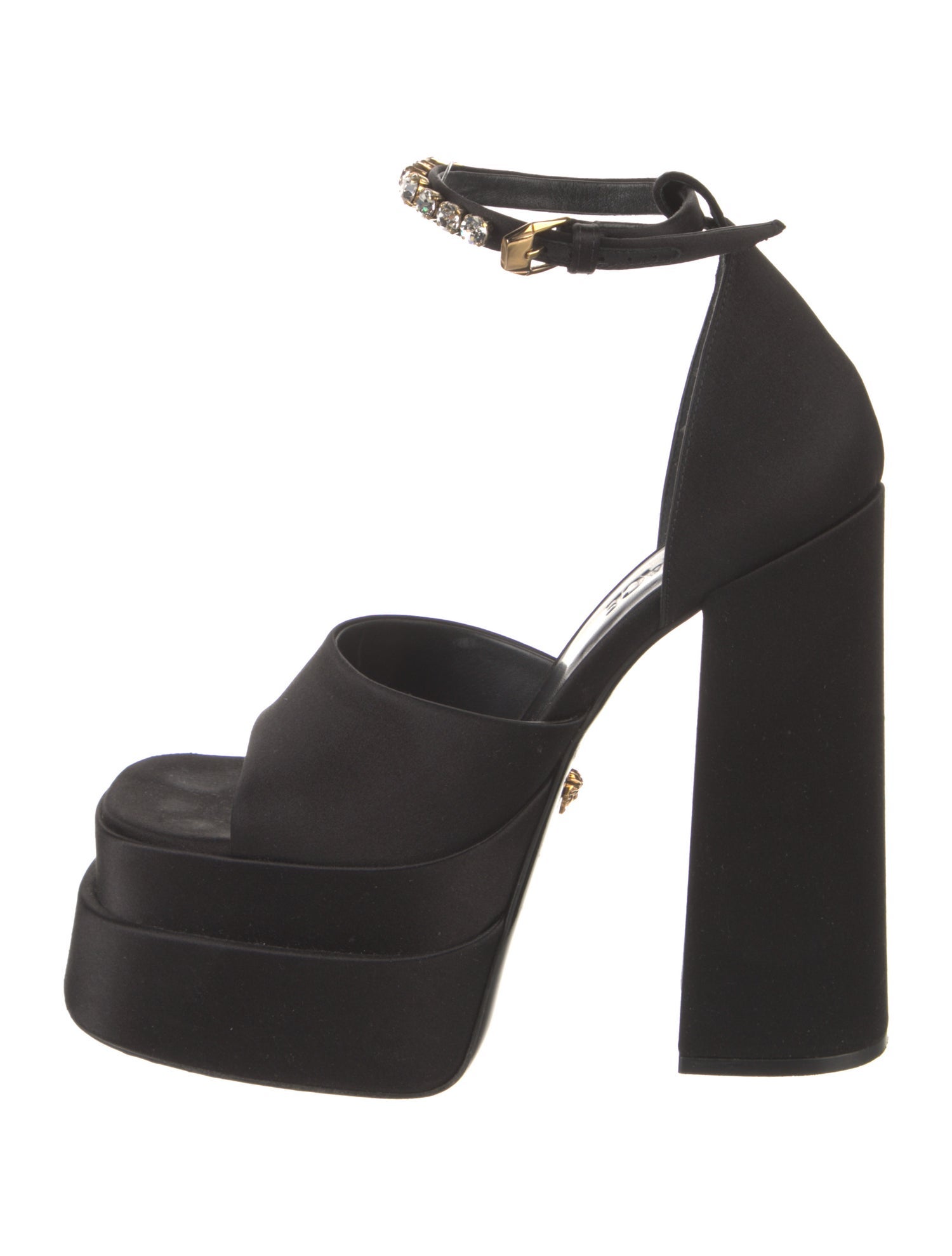 Versace Satin Crystal Embellishments Sandals