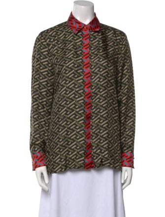 Versace Silk Printed Button-Up Top