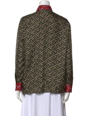 Versace Silk Printed Button-Up Top