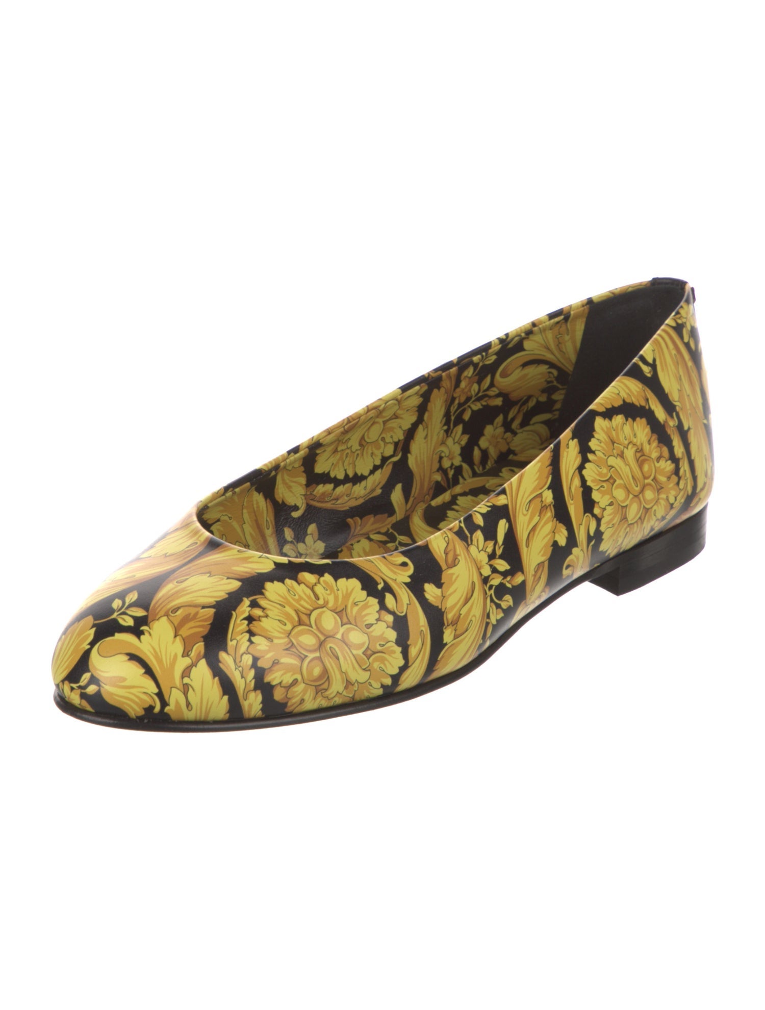 Versace Leather Printed Ballet Flats