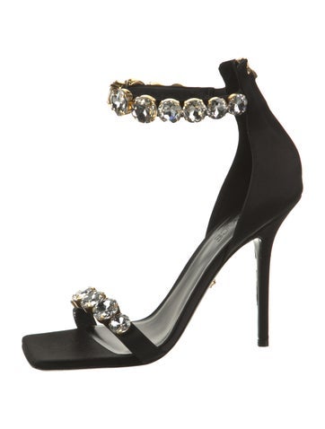 Versace Sandals Satin Crystal Embellishments IT 40 | 10