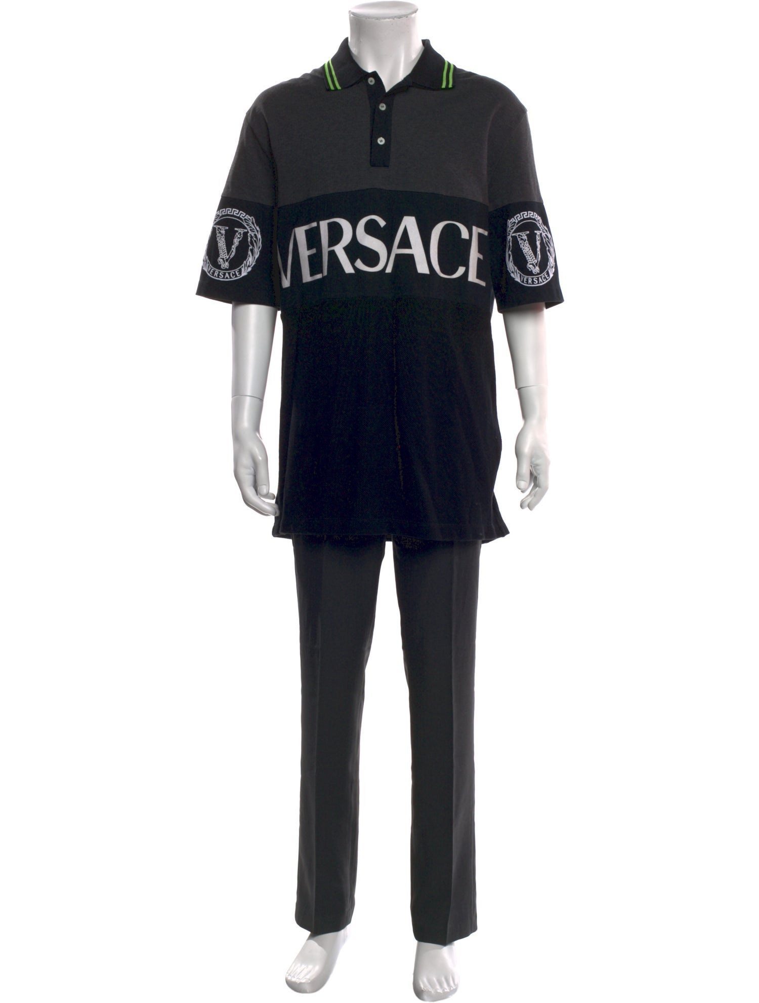 Versace Graphic Print Crew Neck Polo Shirt
