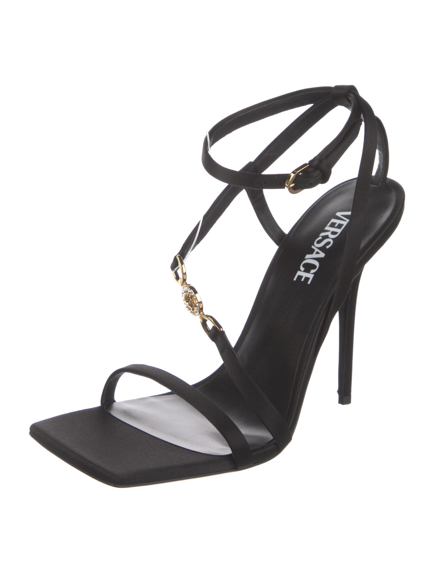 Versace Satin T-Strap Sandals