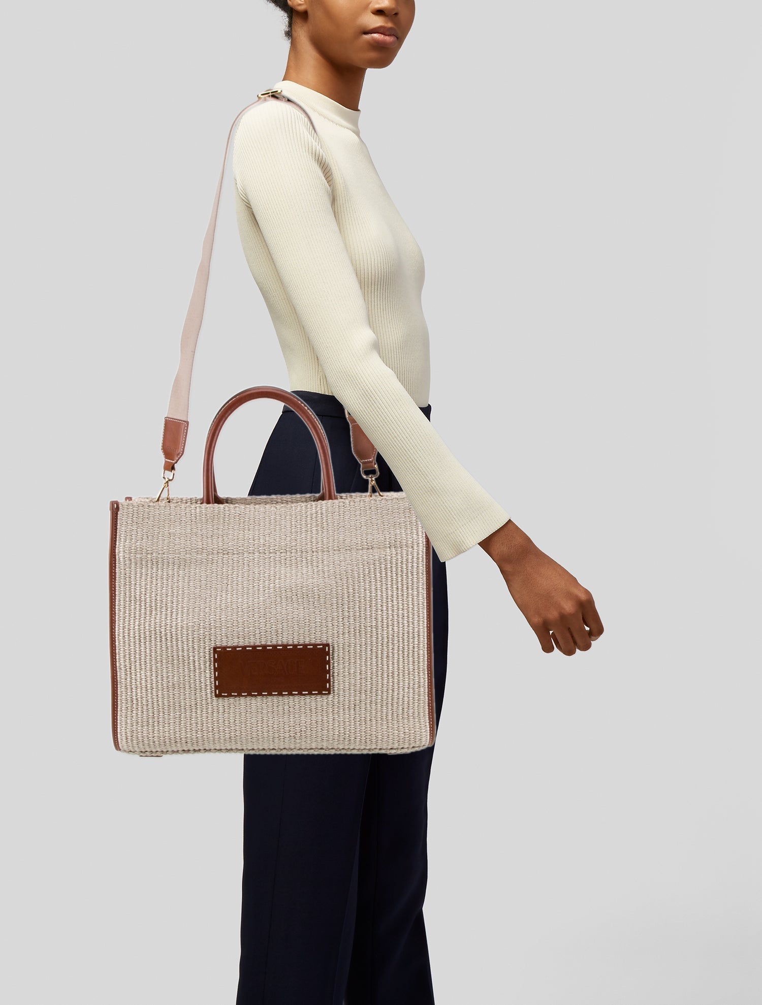 Versace Straw Messenger Bag