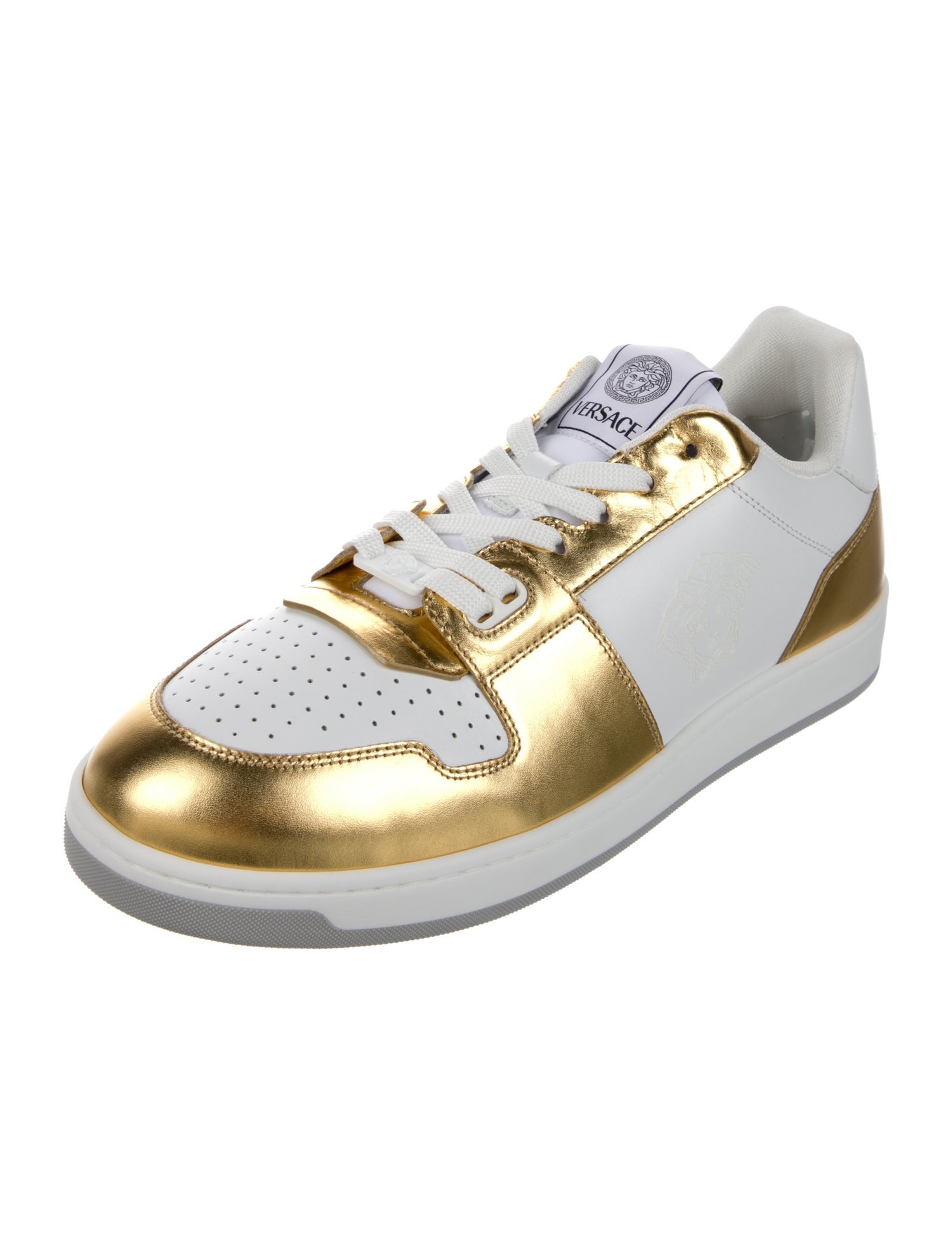 Versace Leather Colorblock Pattern Sneakers
