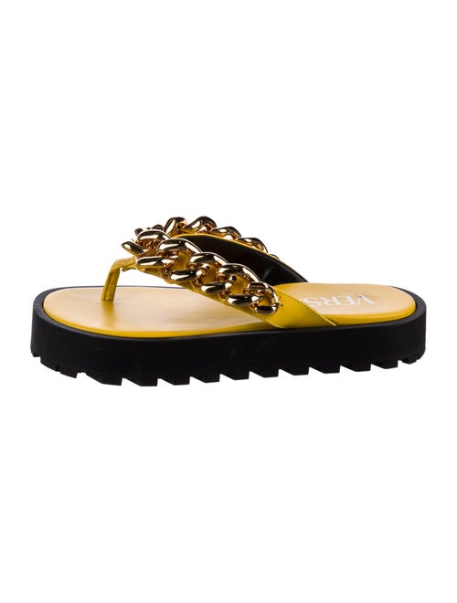 Versace Leather Chain-Link Accents Slides