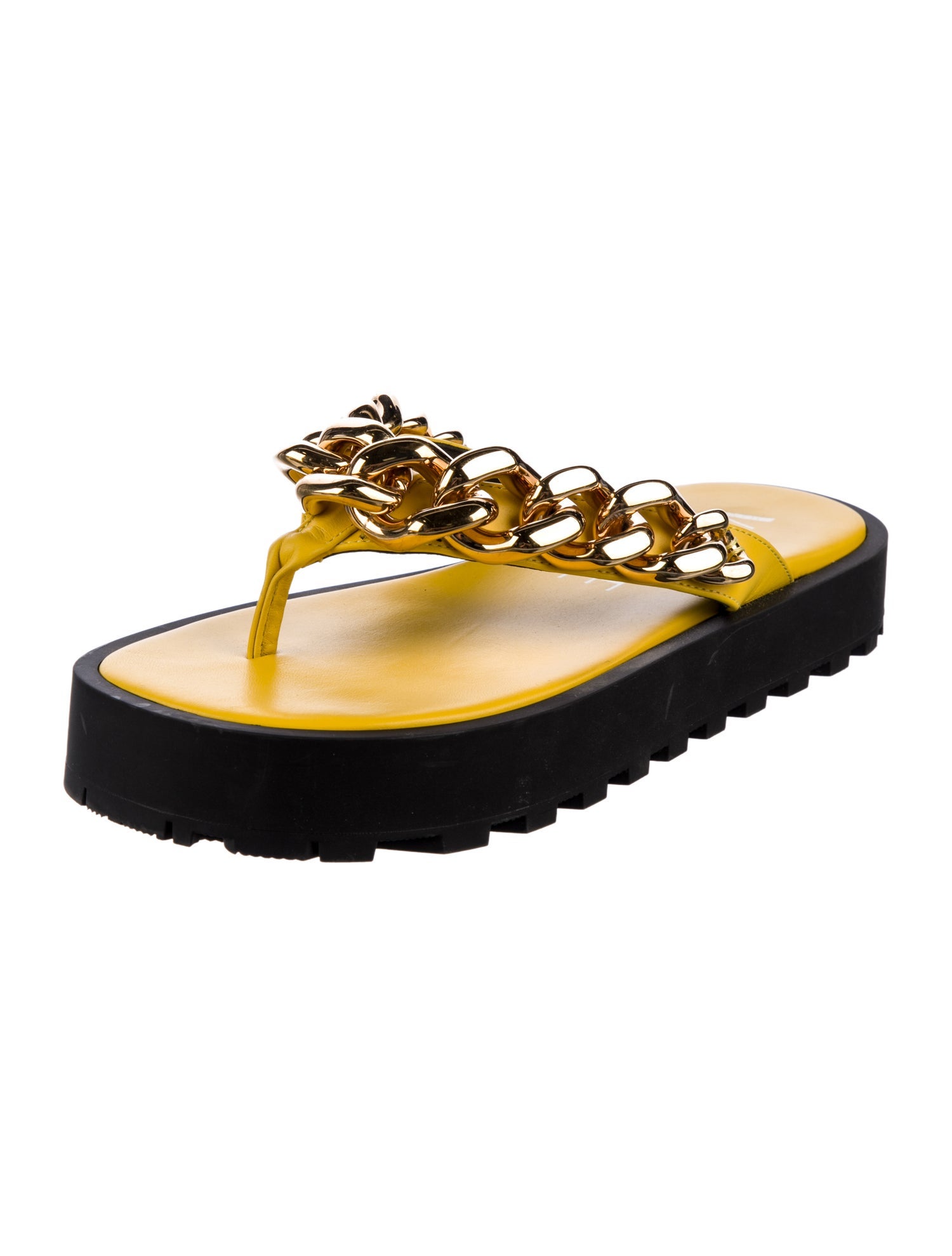 Versace Leather Chain-Link Accents Slides