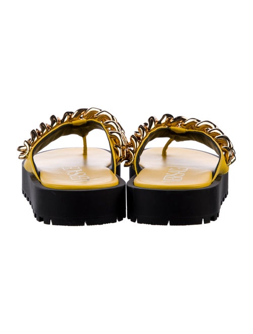 Versace Leather Chain-Link Accents Slides