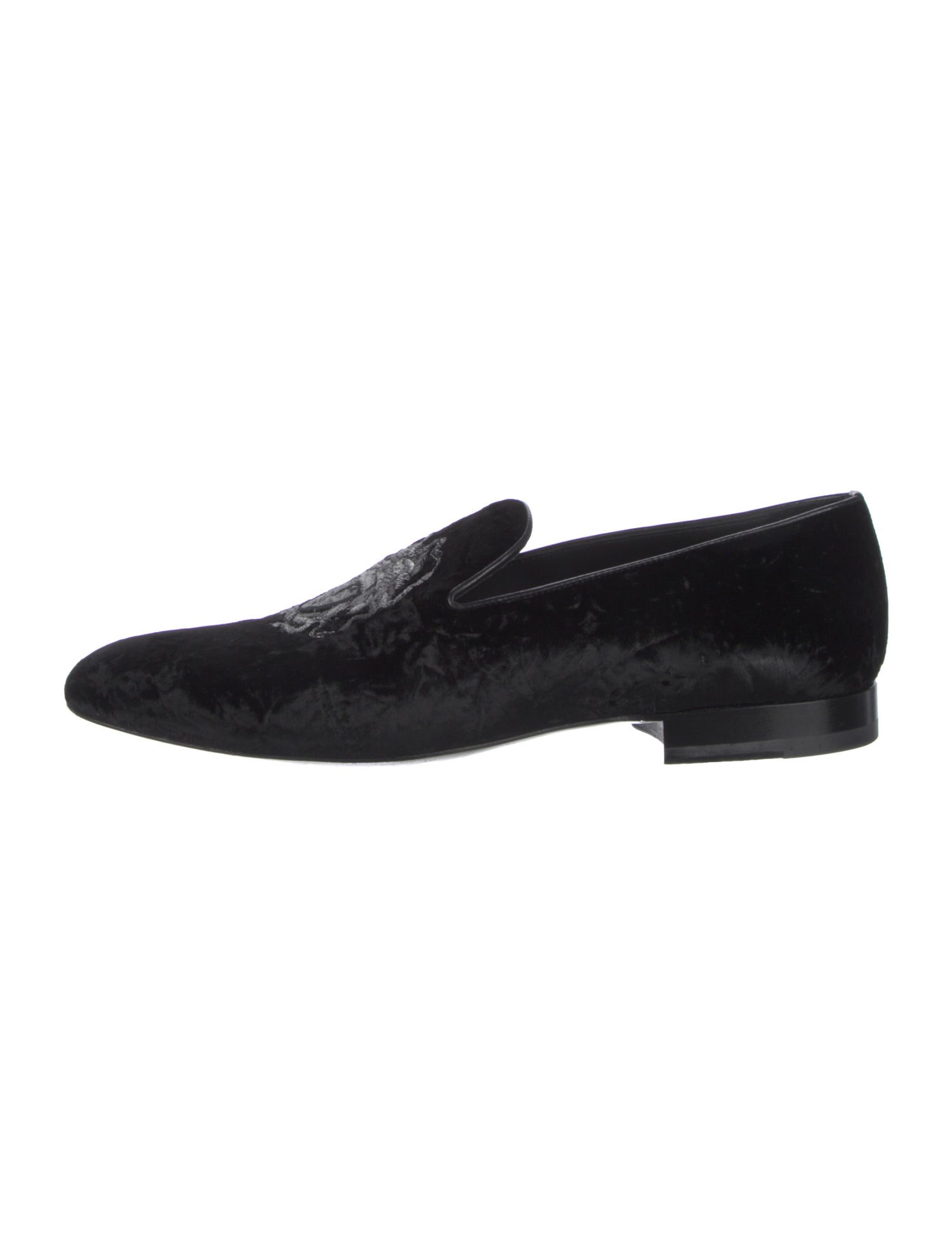 Versace Velvet Crystal Embellishments Loafers