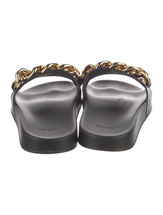 Versace Leather Chain-Link Accents Slides