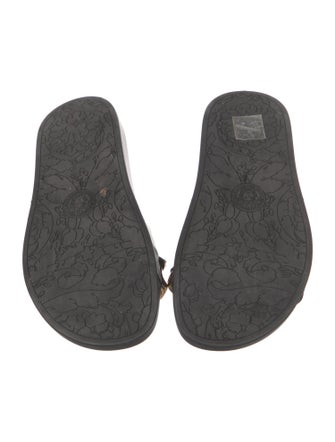 Versace Leather Chain-Link Accents Slides