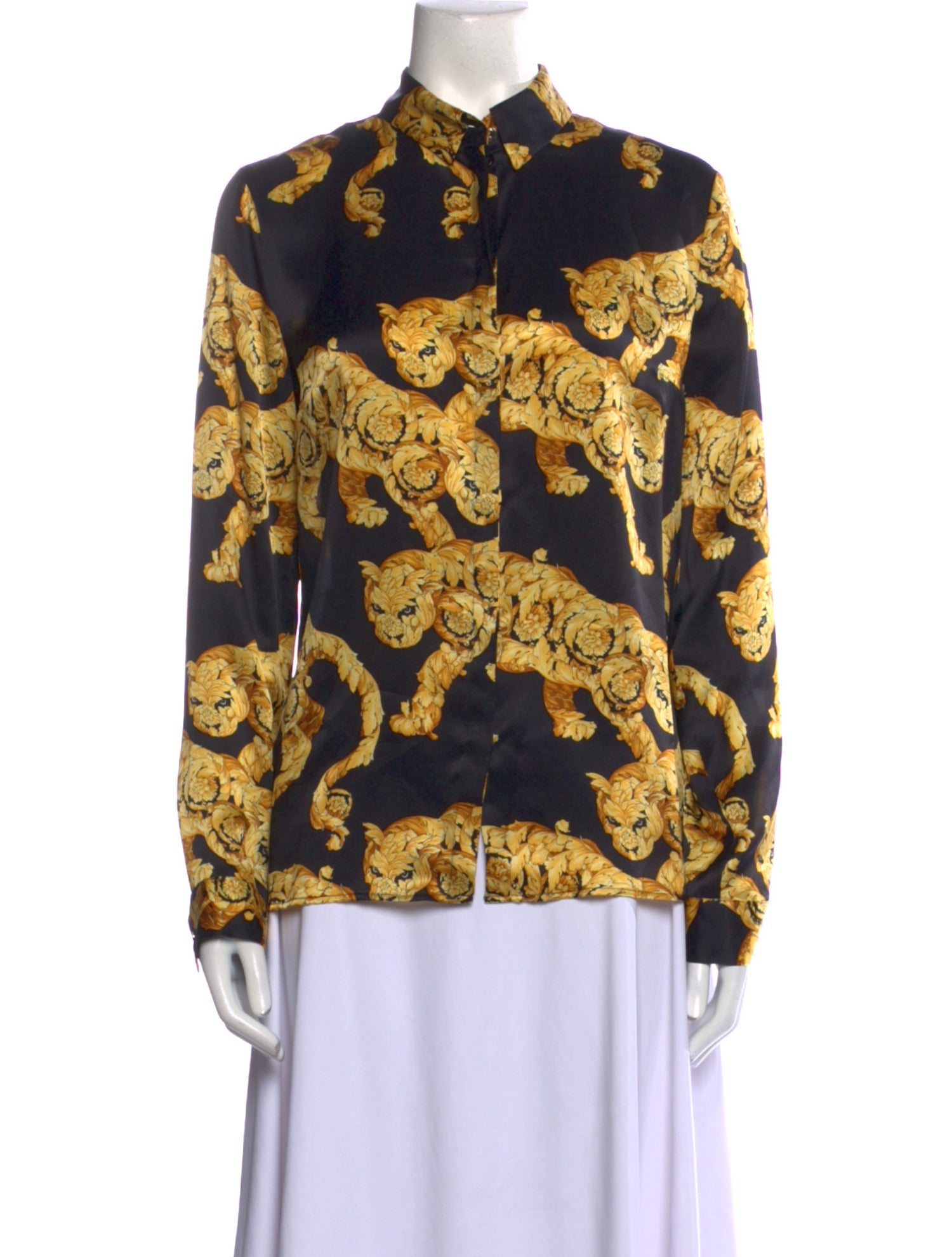 Versace Silk Printed Button-Up Top