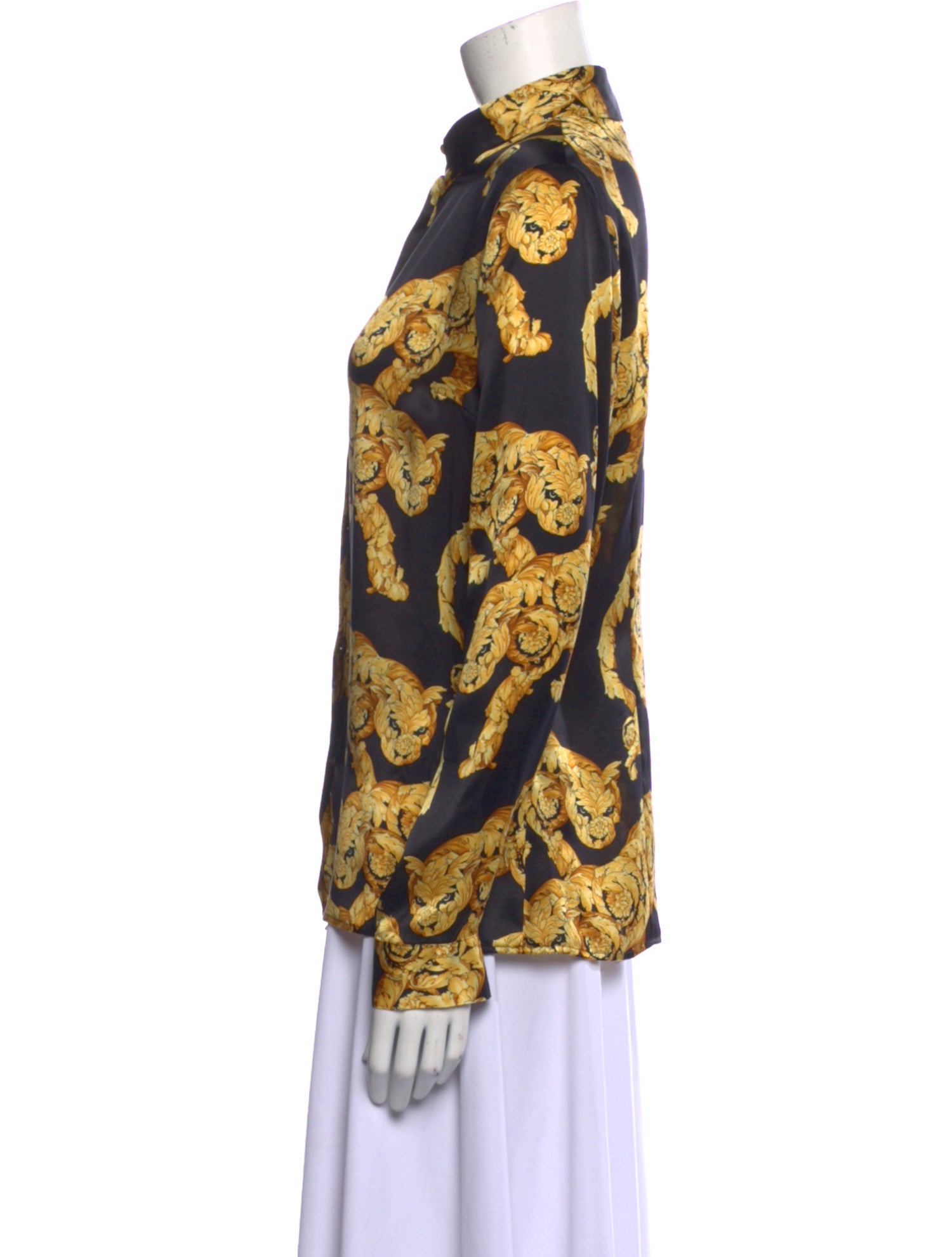 Versace Silk Printed Button-Up Top