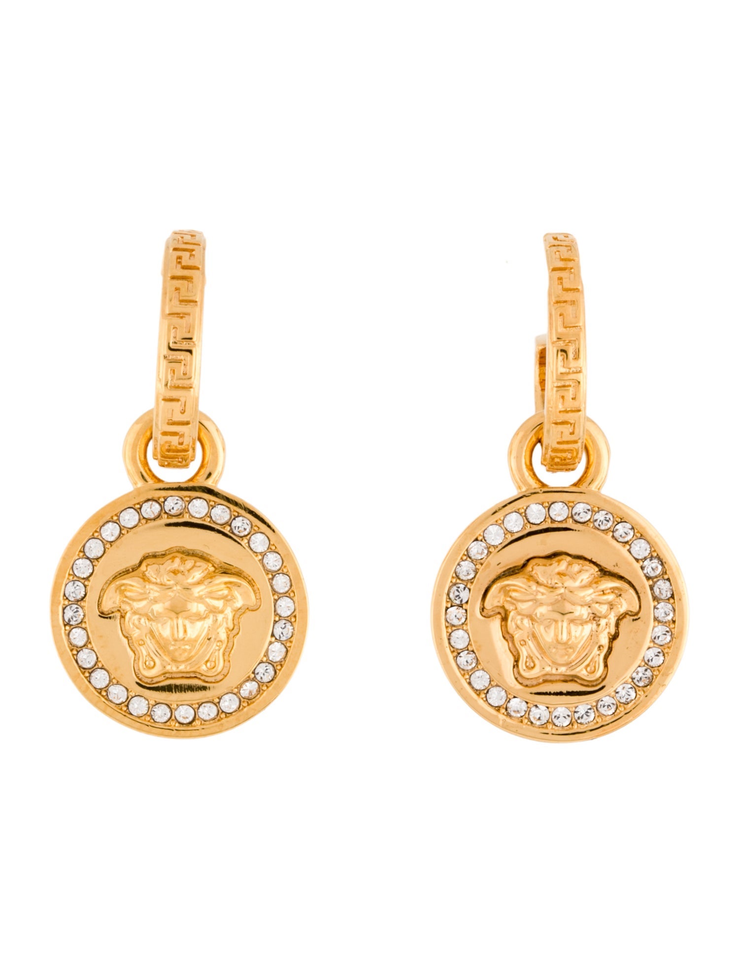 Versace Crystal Medusa Drop Earrings w/ Tags