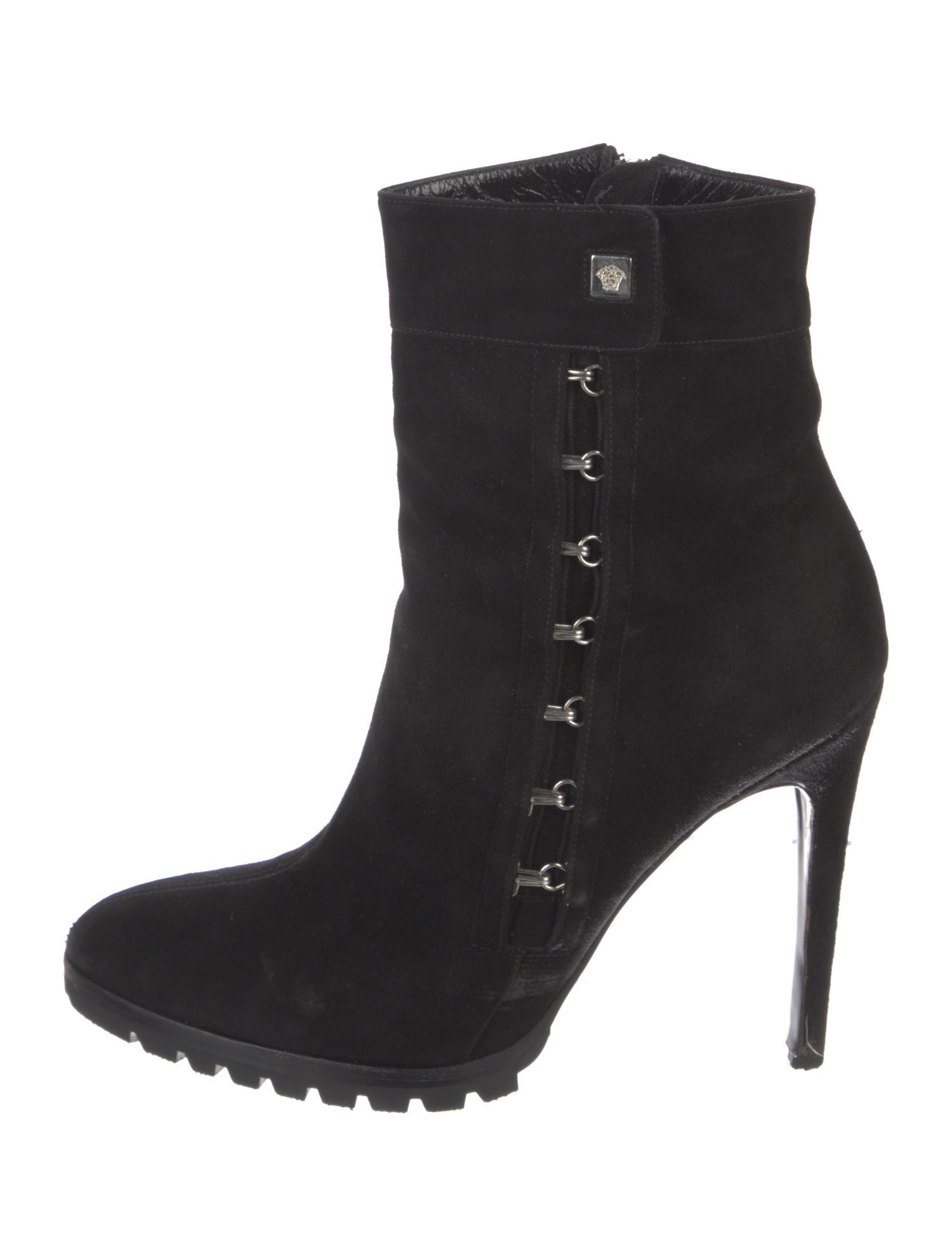 Versace Medusa Insignia Suede Lace-Up Boots