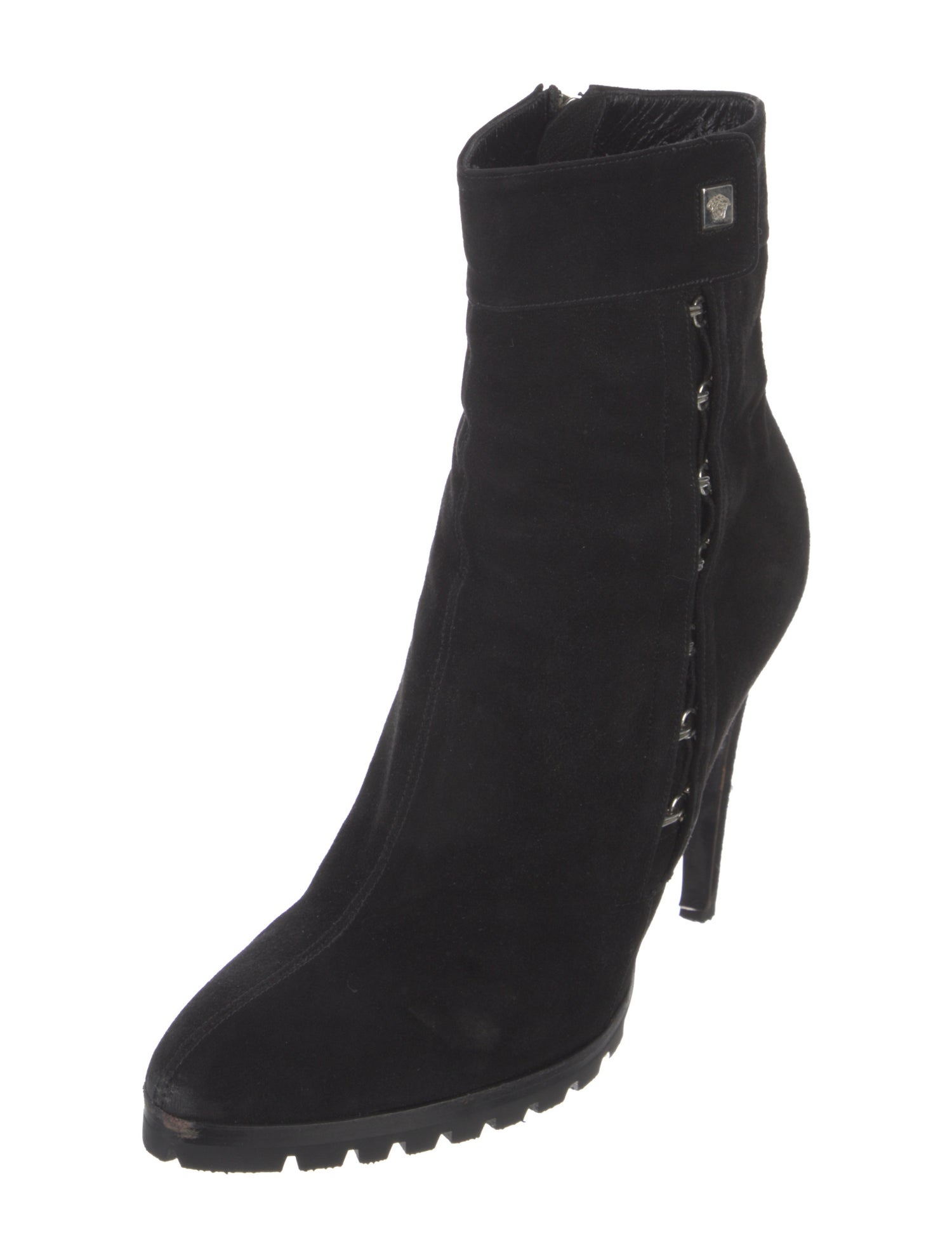 Versace Medusa Insignia Suede Lace-Up Boots