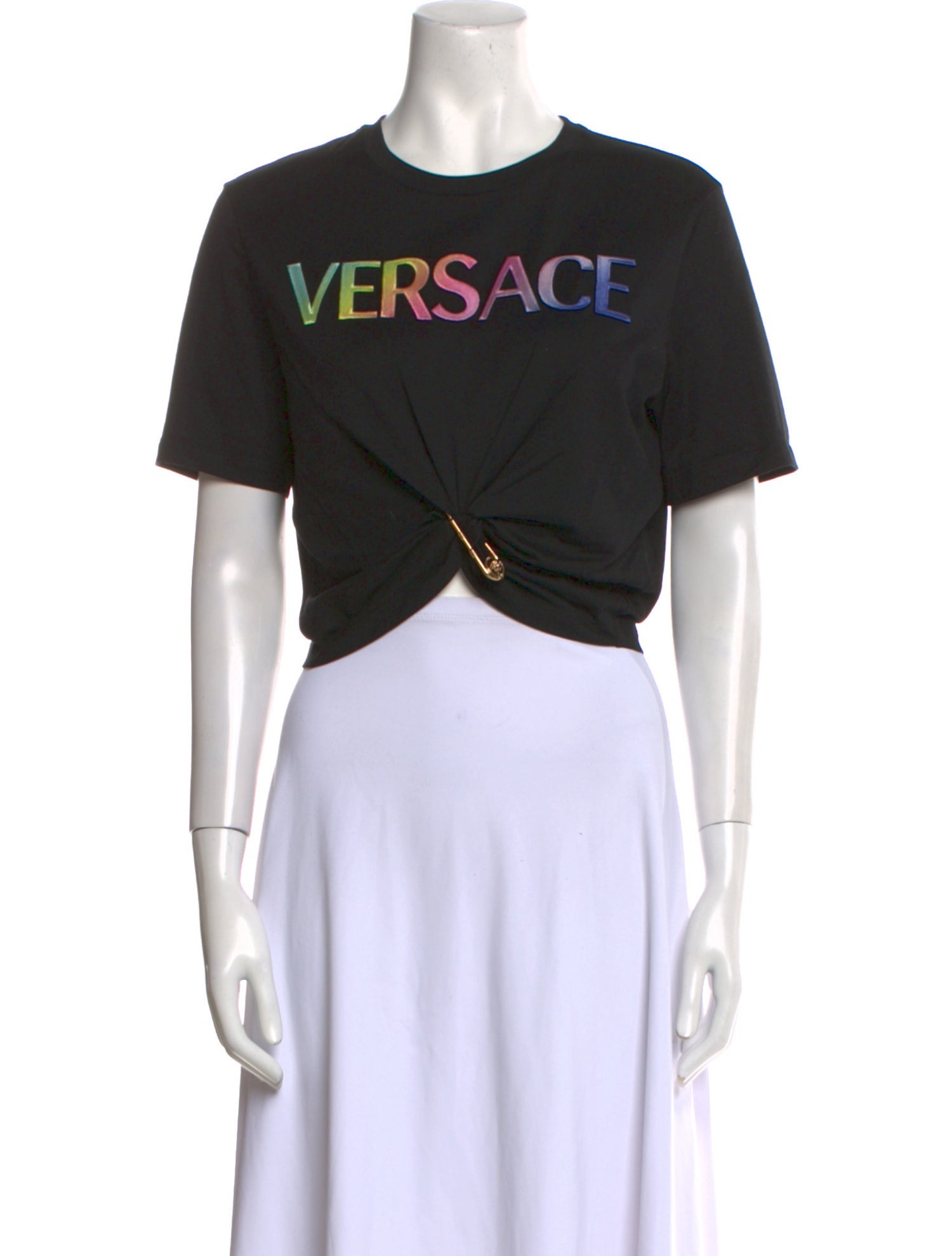 Versace Graphic Print Crew Neck Crop Top w/ Tags