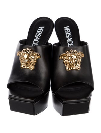 Versace Medusa Insignia Leather Slides