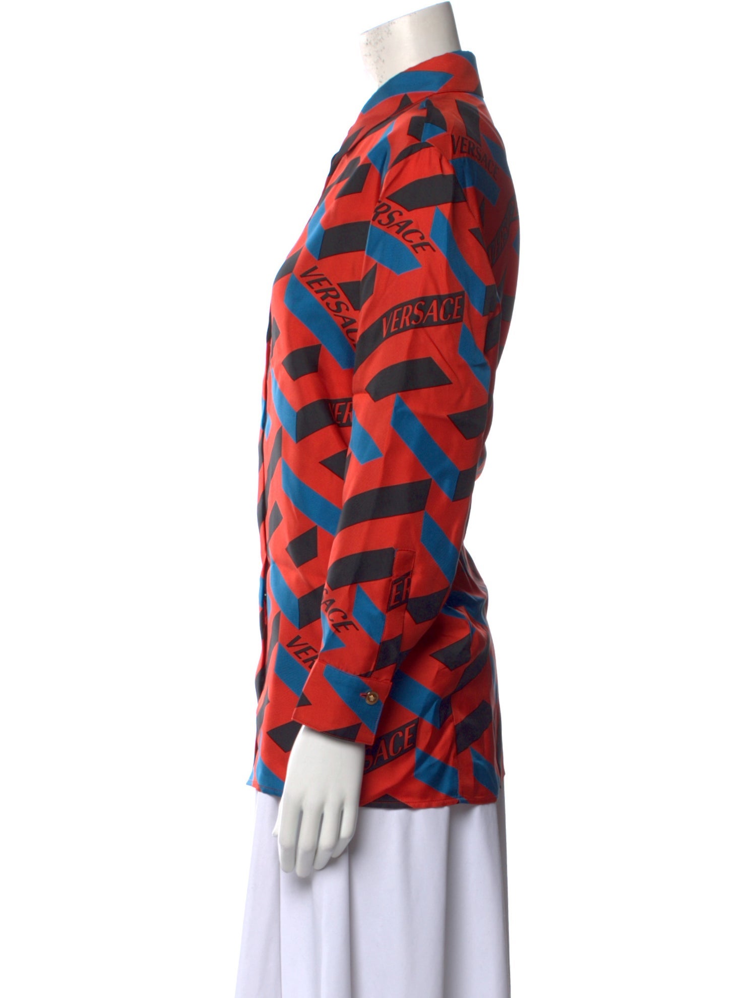 Versace Silk Printed Button-Up Top w/ Tags