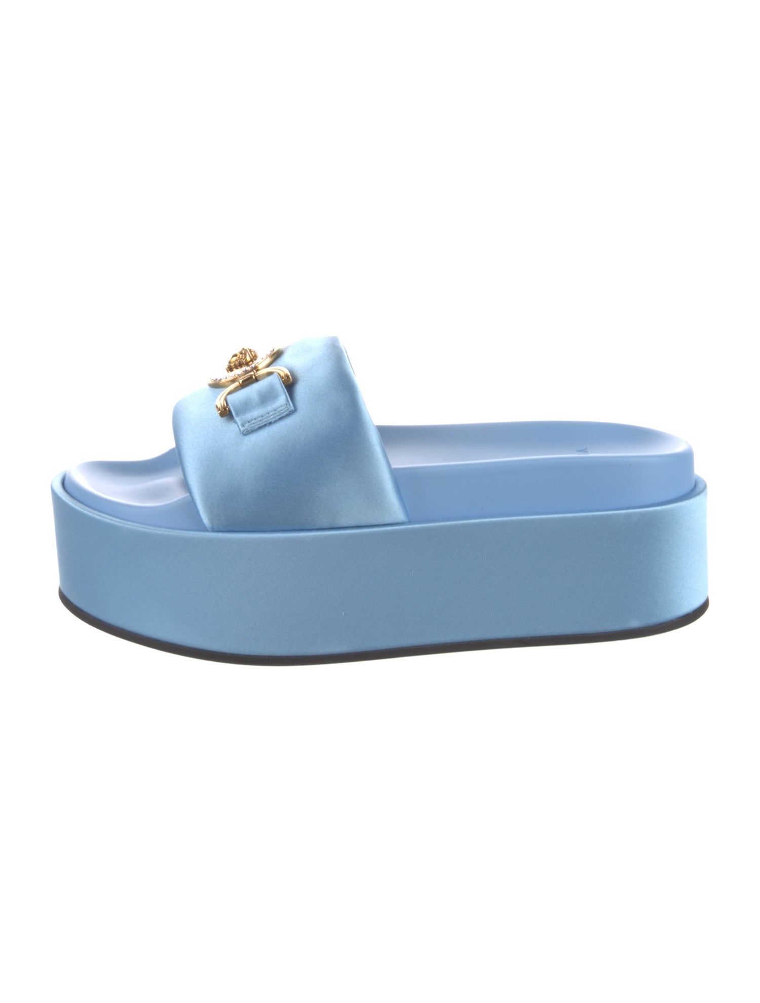 Versace Satin Crystal Embellishments Slides