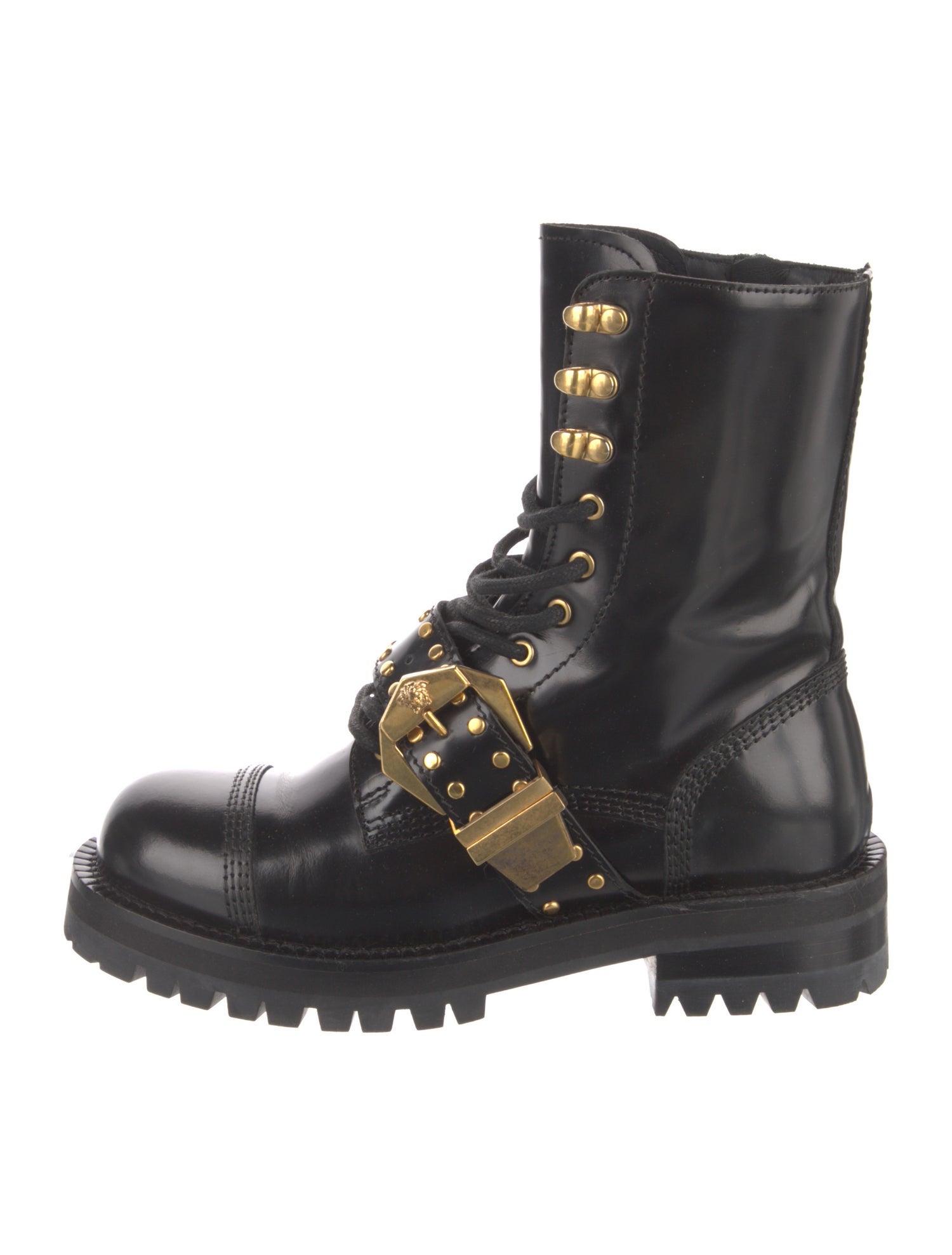 Versace Leather Combat Boots