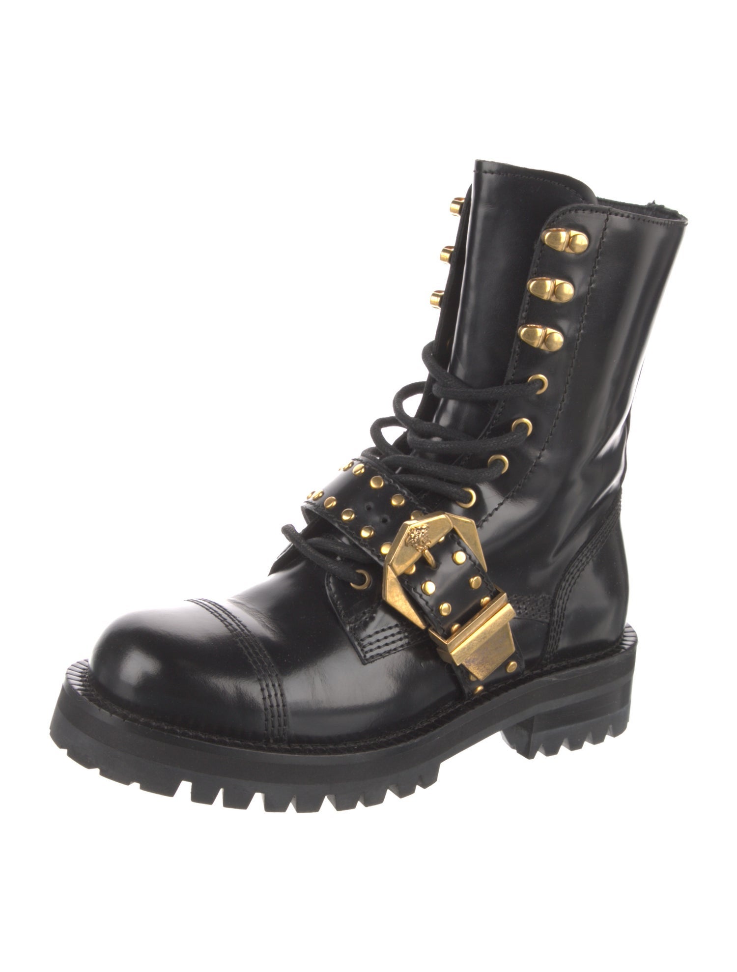 Versace Leather Combat Boots
