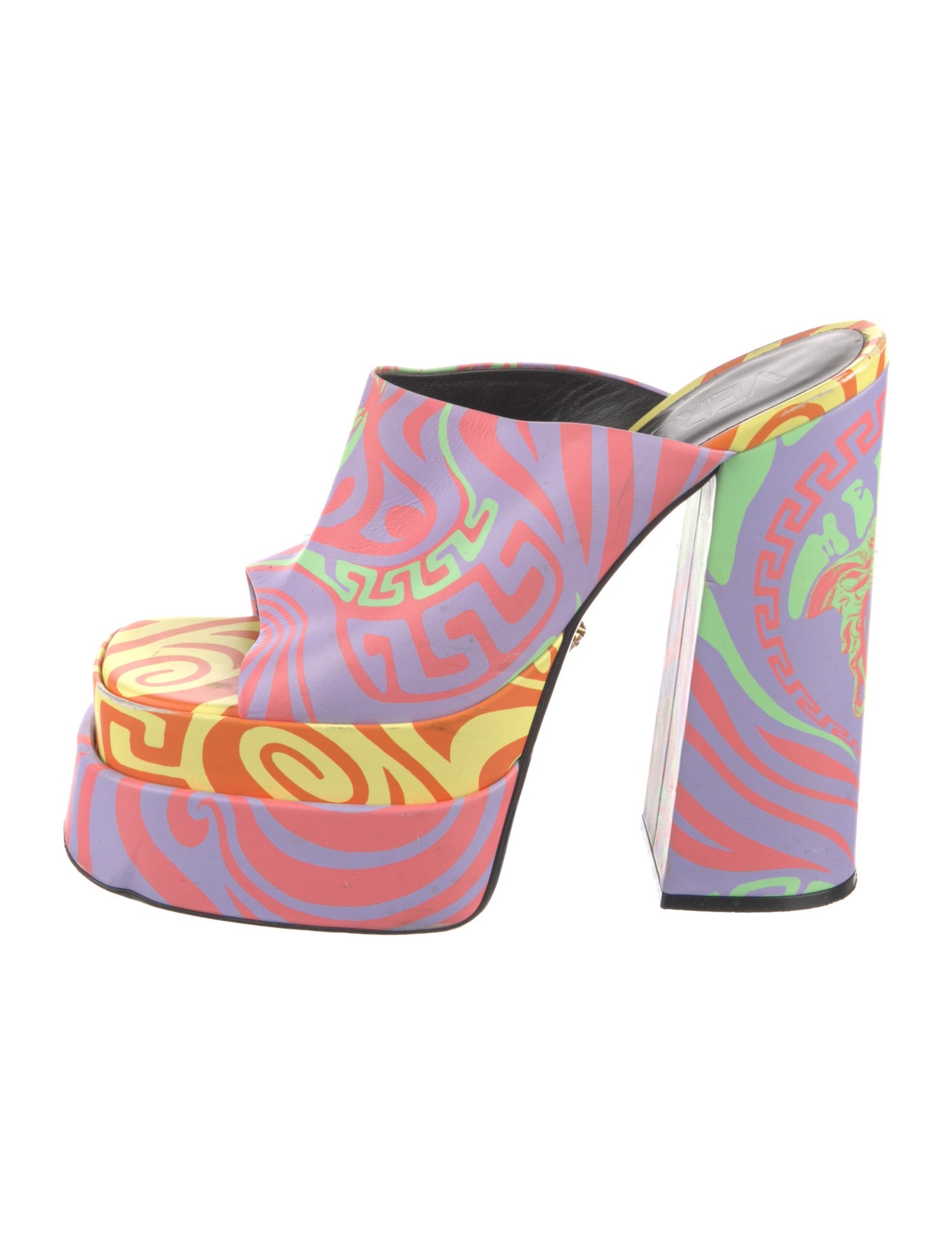 Versace Leather Printed Slides