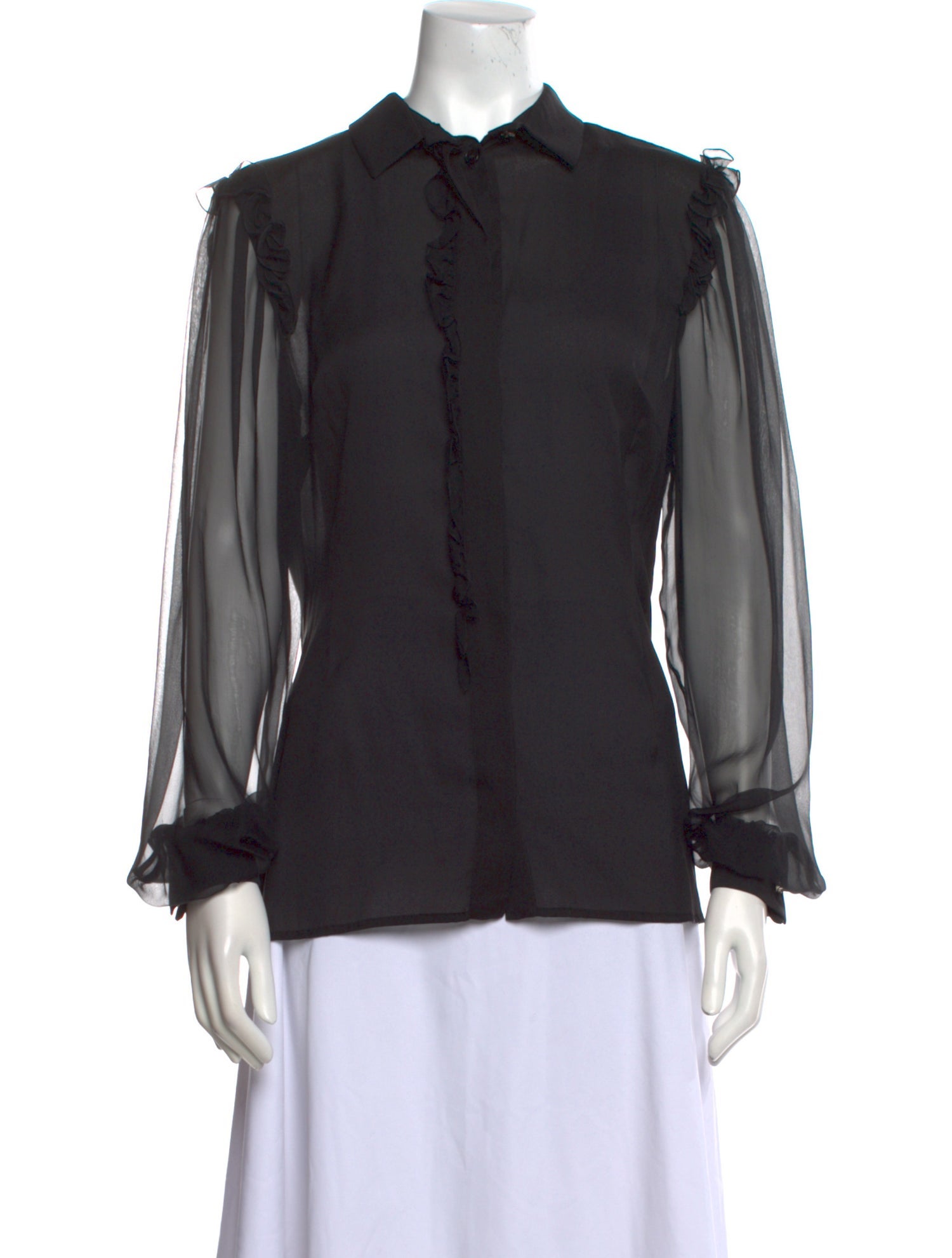 Versace Silk Long Sleeve Button-Up Top w/ Tags