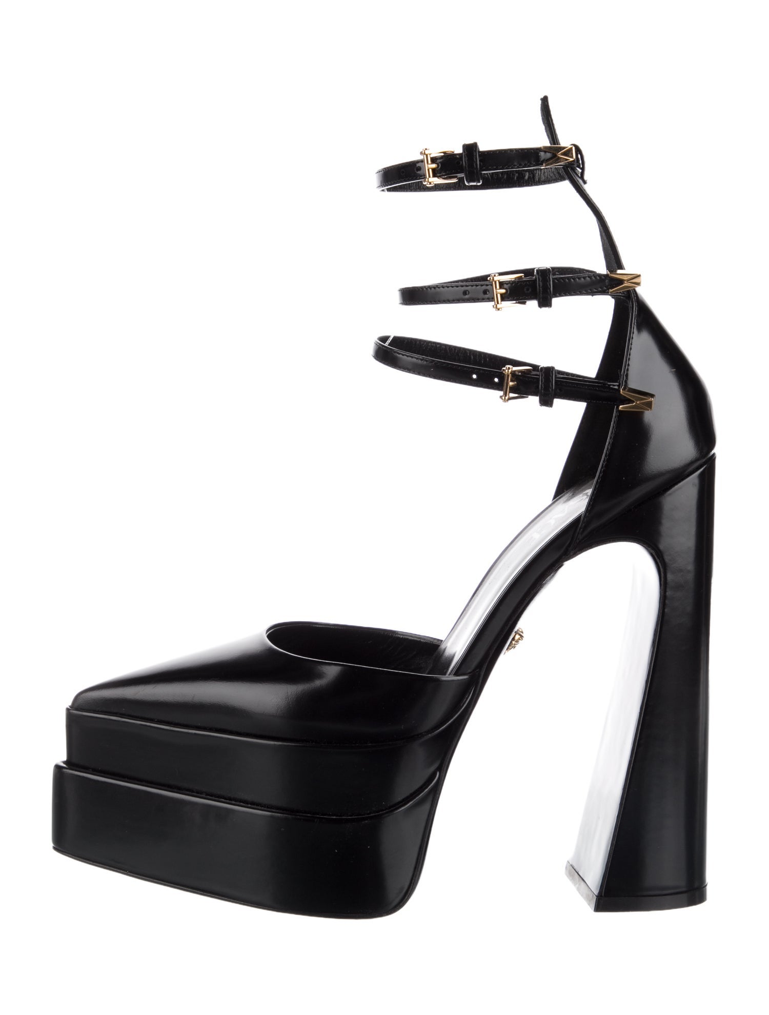 Versace Medusa Insignia Leather D'Orsay Pumps