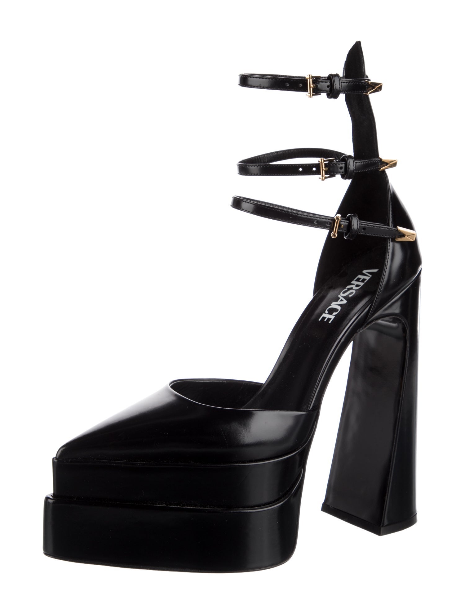Versace Medusa Insignia Leather D'Orsay Pumps
