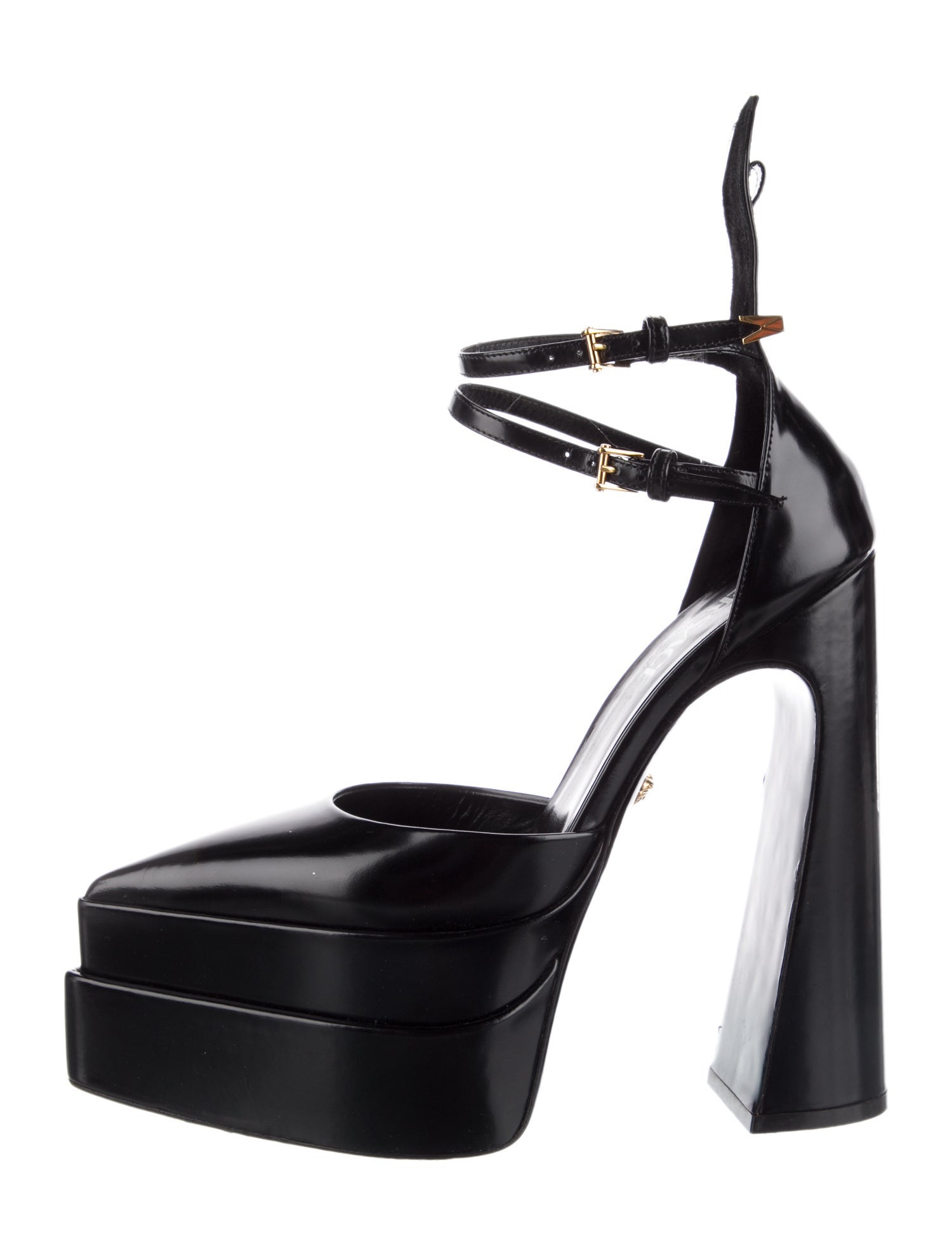 Versace Medusa Insignia Patent Leather D'Orsay Pumps