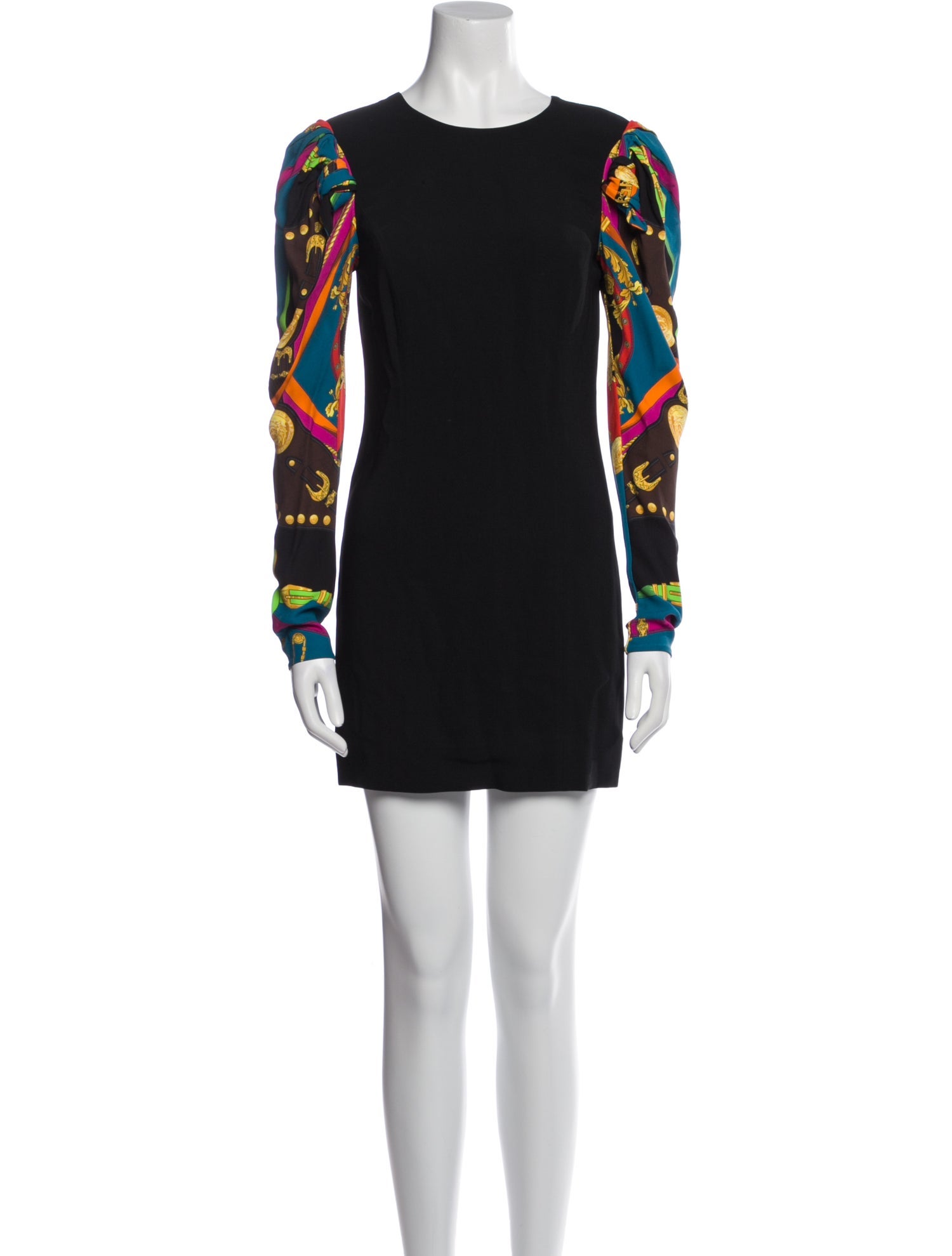 Versace Printed Mini Dress - Black Dresses, Clothing - VES192557 | The  RealReal
