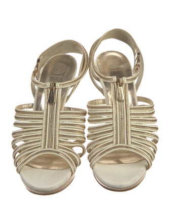 Versace Leather T-Strap Sandals