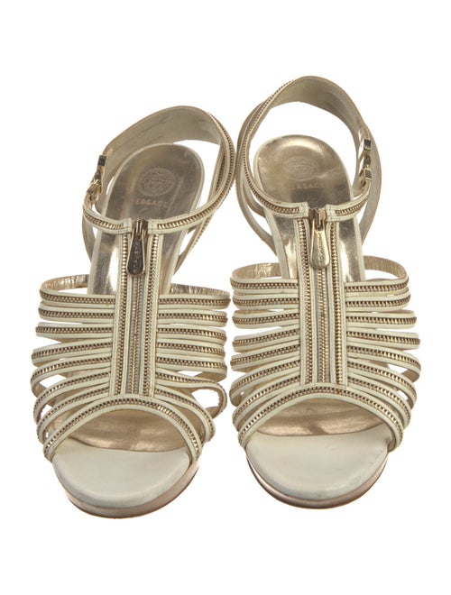 Versace Leather T-Strap Sandals