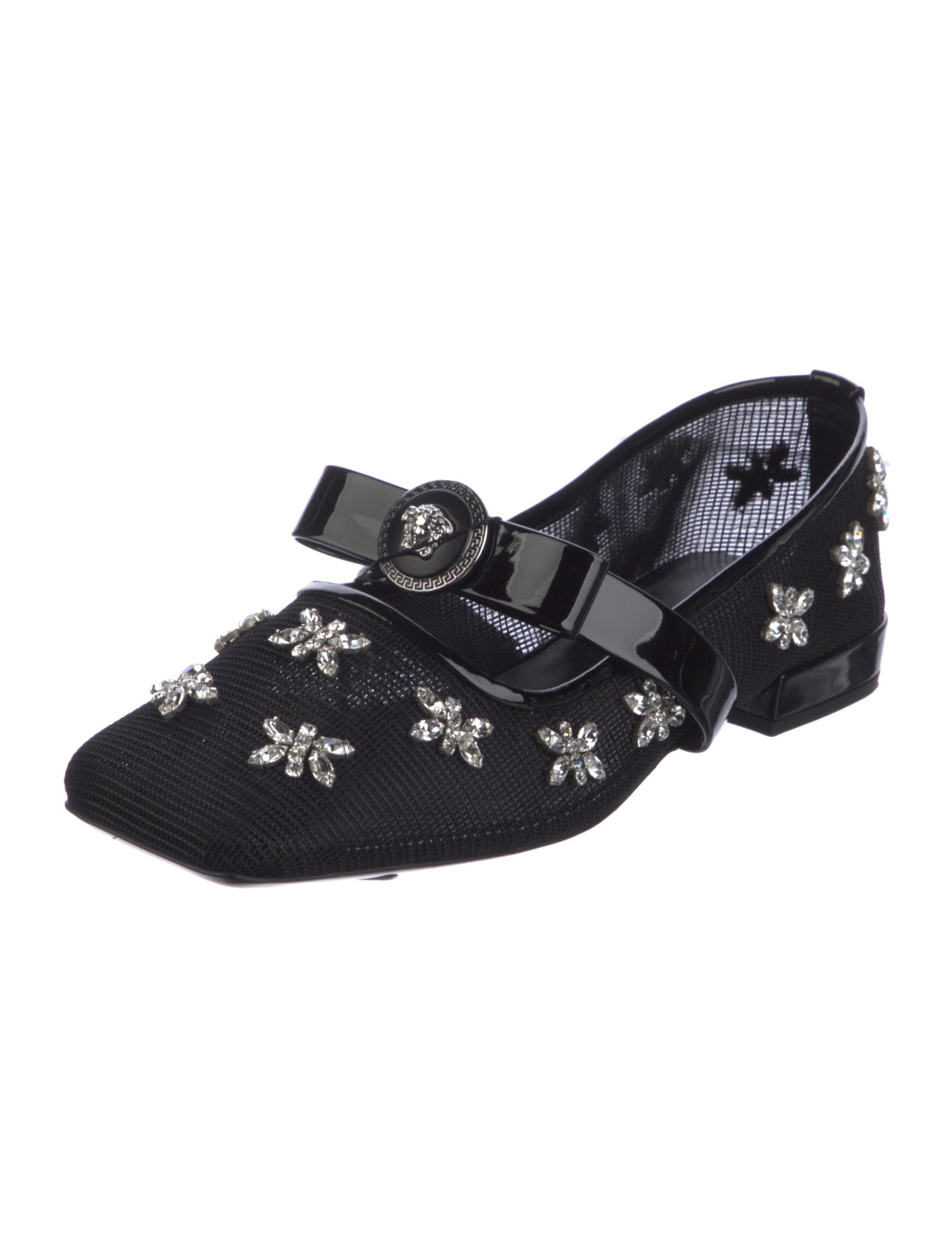 Versace Bow Accents Mary Jane Flats