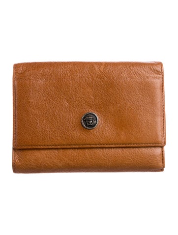 Versace Wallets Embossed Leather Compact Wallet