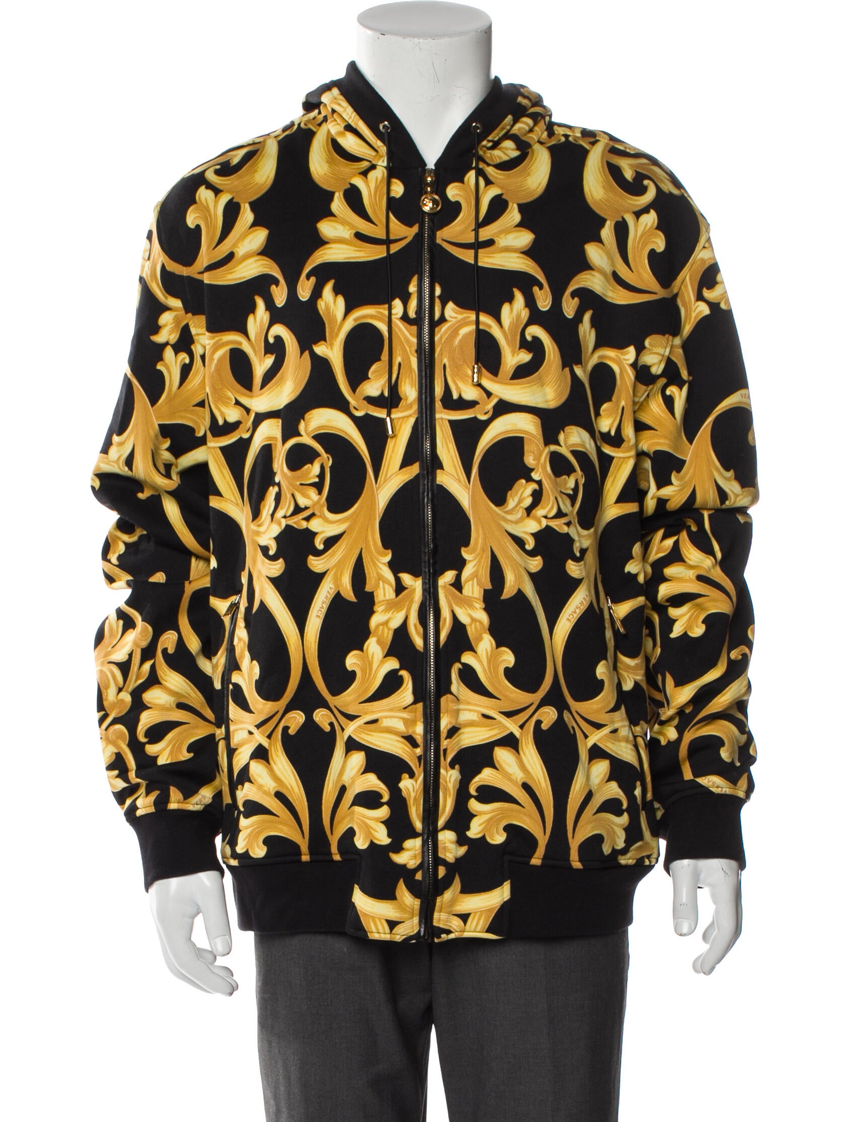 Versace Printed V-Neck Hoodie