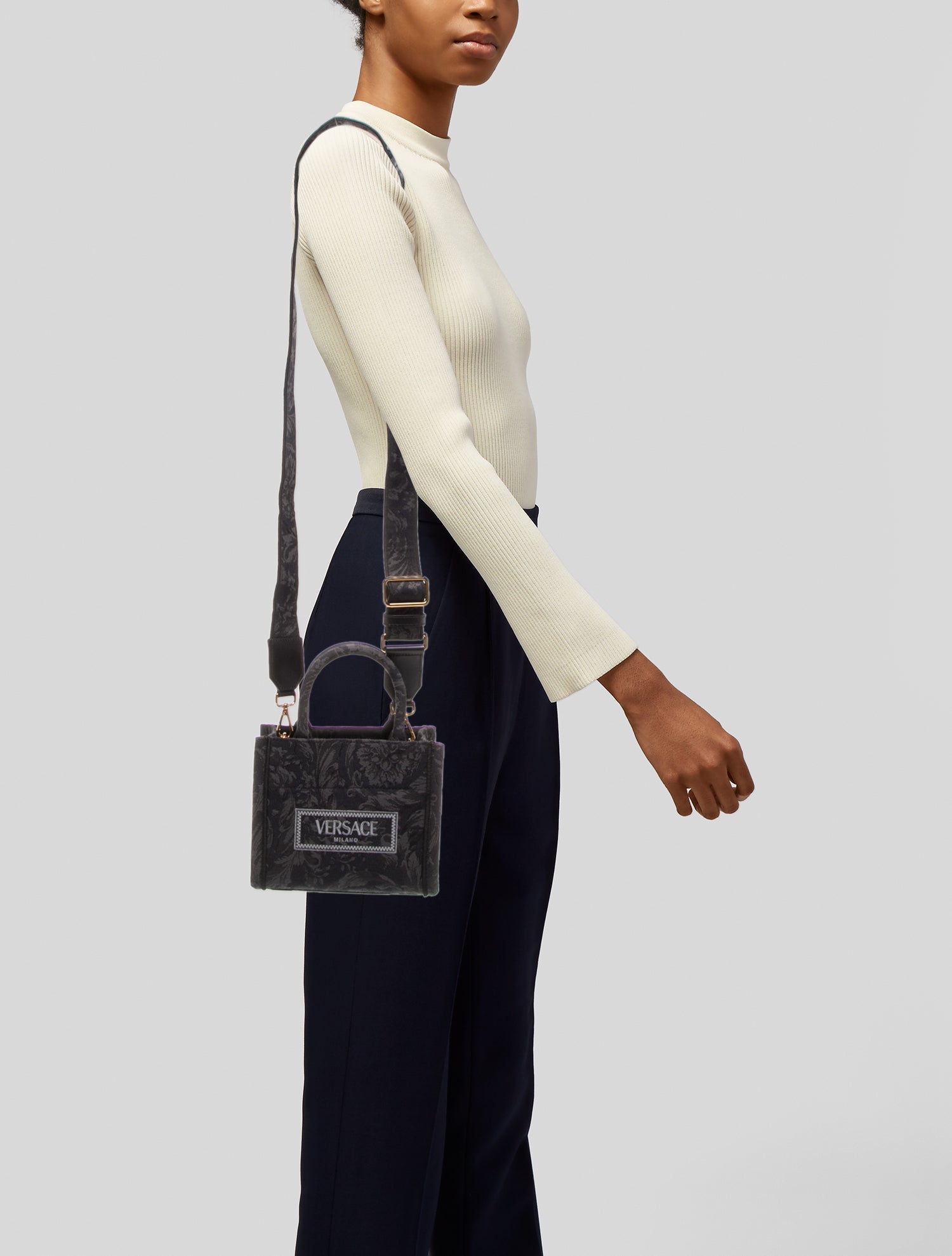 Versace Canvas Top Handle Bag