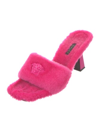Versace Medusa Insignia Shearling Slides