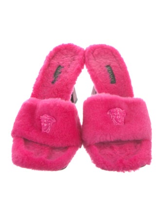 Versace Medusa Insignia Shearling Slides