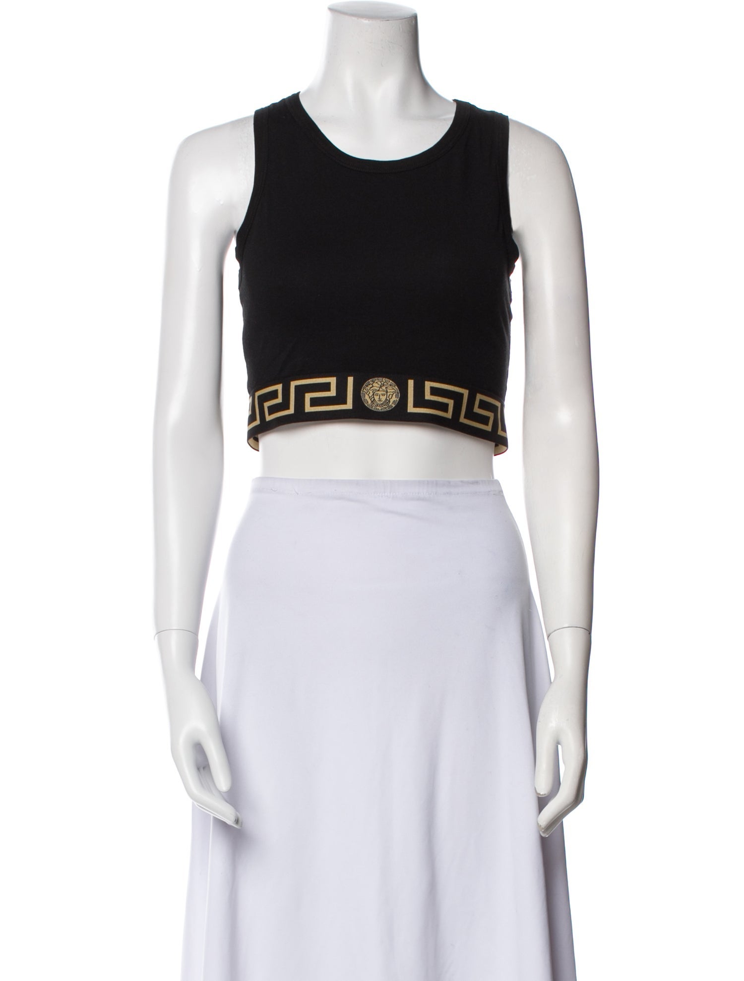 Versace Graphic Print Scoop Neck Crop Top