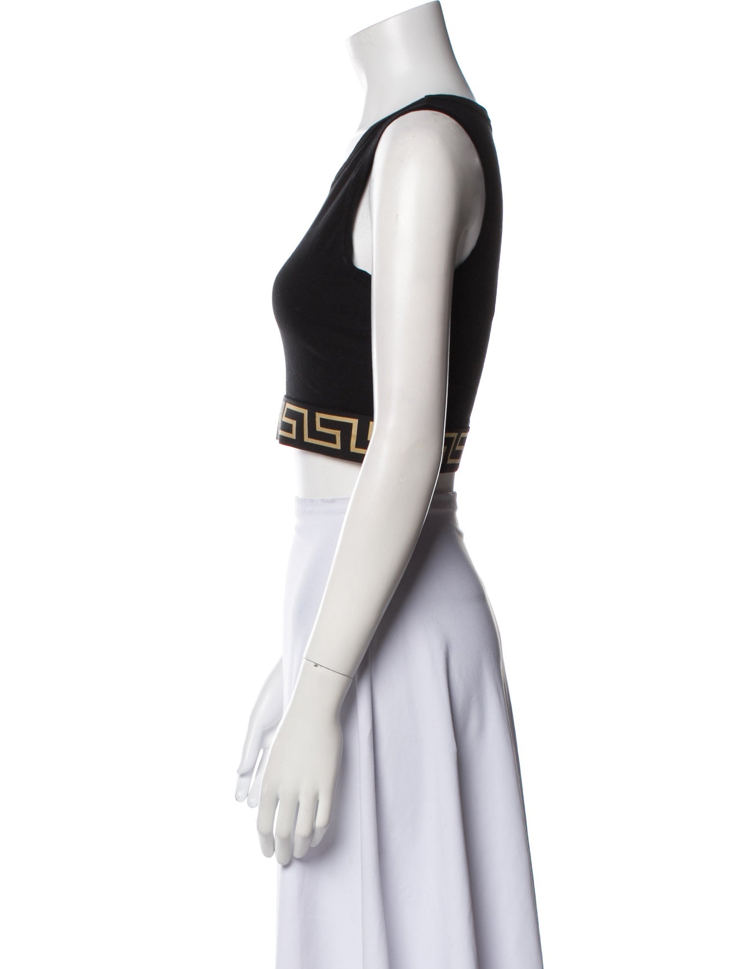 Versace Graphic Print Scoop Neck Crop Top