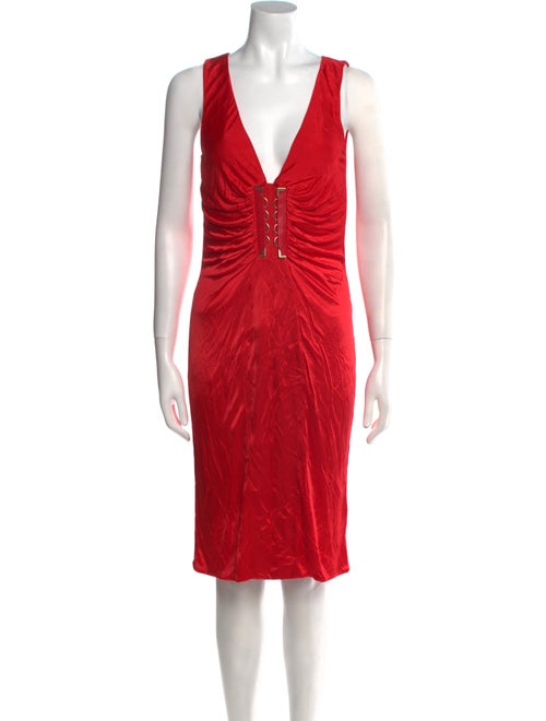 Versace V-Neck Knee-Length Dress