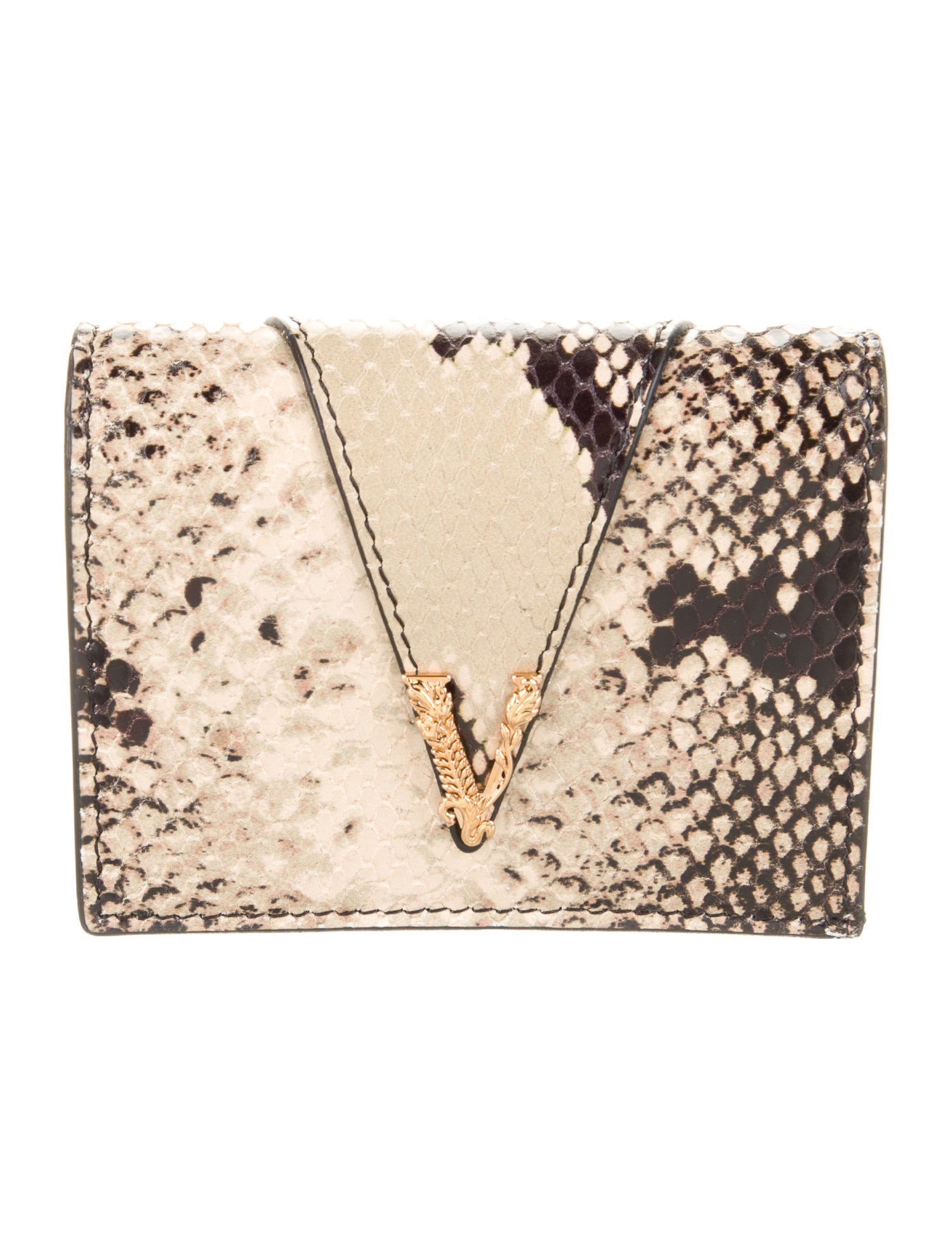 Versace Leather Animal Print Compact Wallet