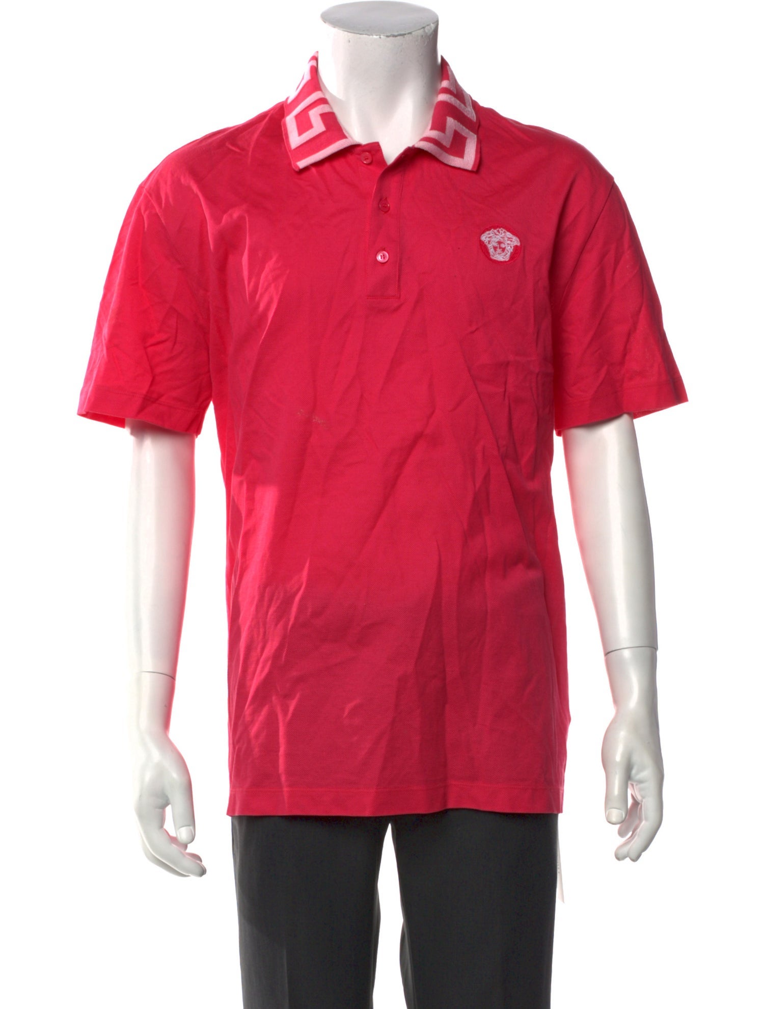 Versace Graphic Print Collar Polo Shirt