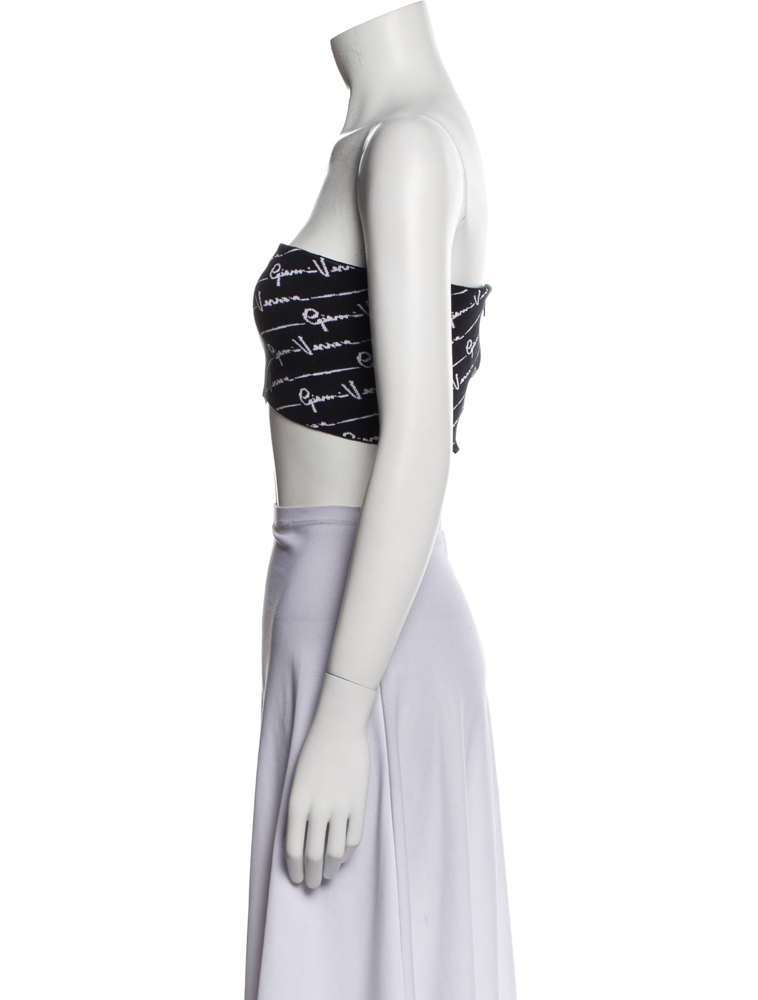 Versace Printed Strapless Crop Top